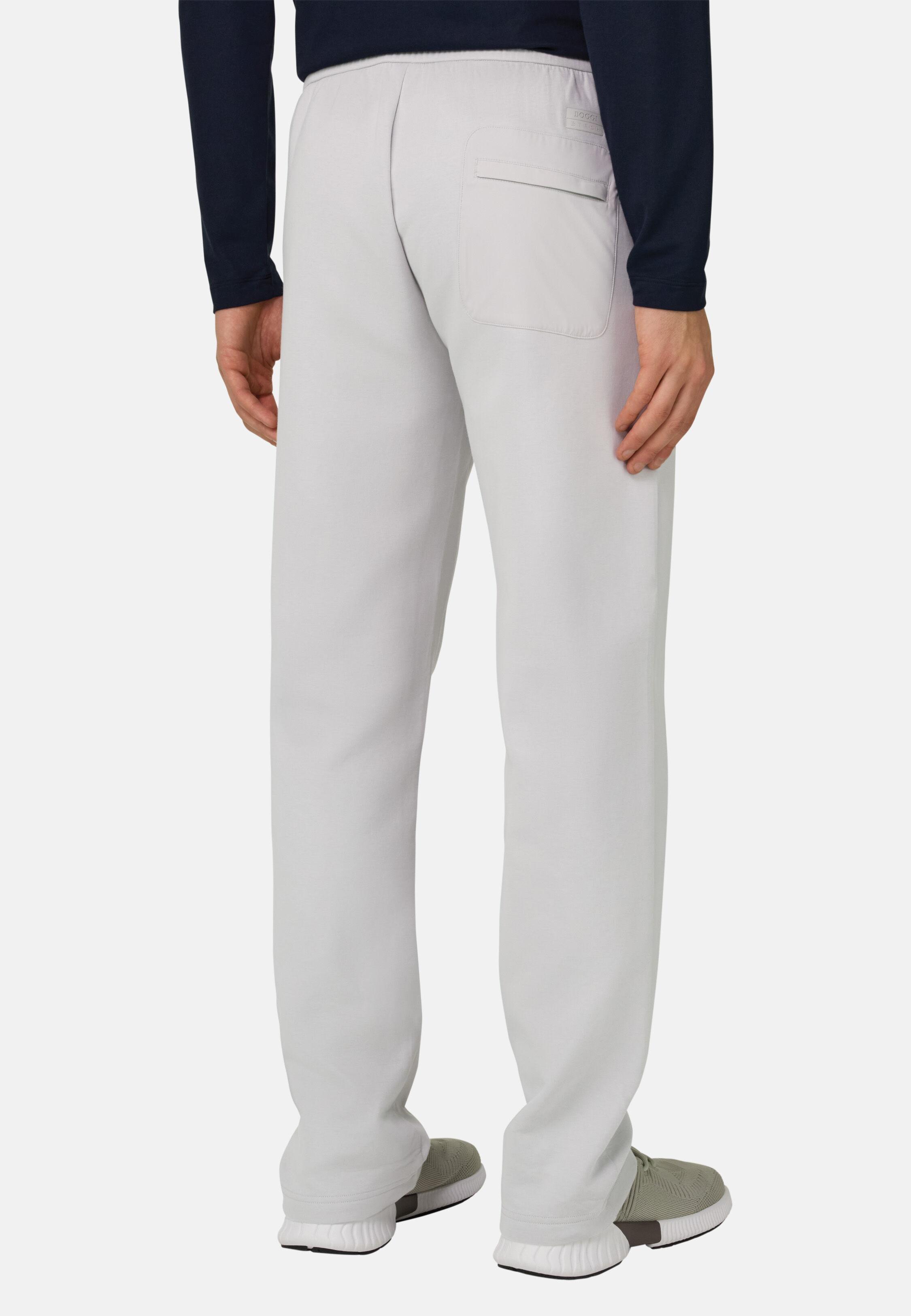Trousers in Lightweight Cotton Blend Scuba Ice, Ice, medium