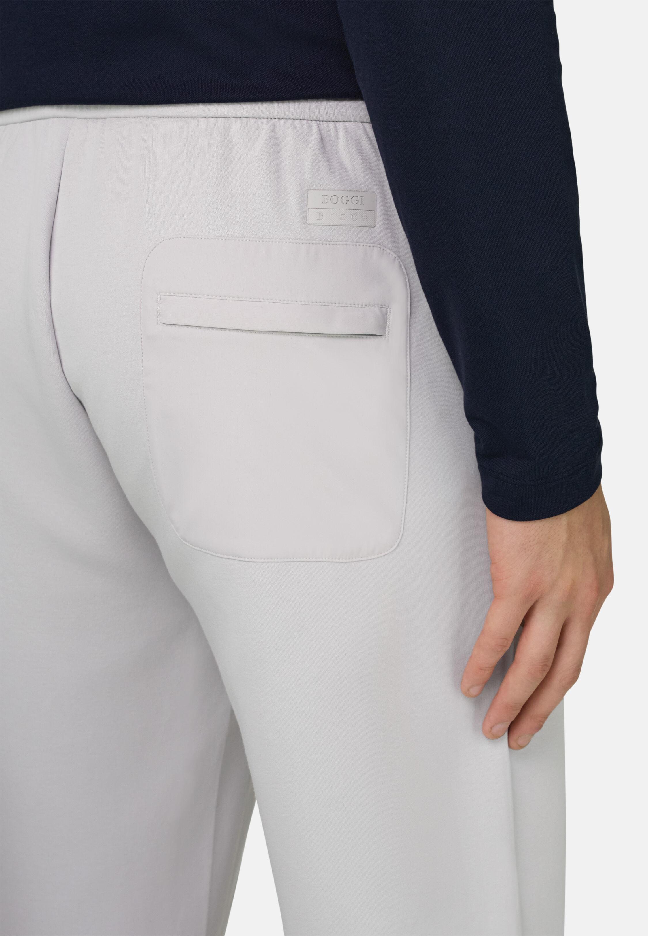 Trousers In Lightweight Cotton Blend Scuba White, Ice, large image number 3