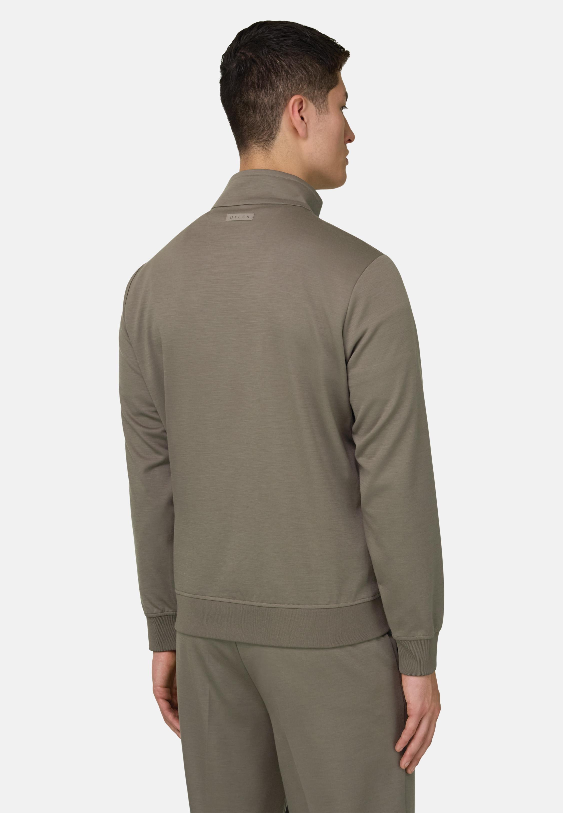 Mock Polo Neck Wooltech Sweatshirt Brown, Mud, large image number 1