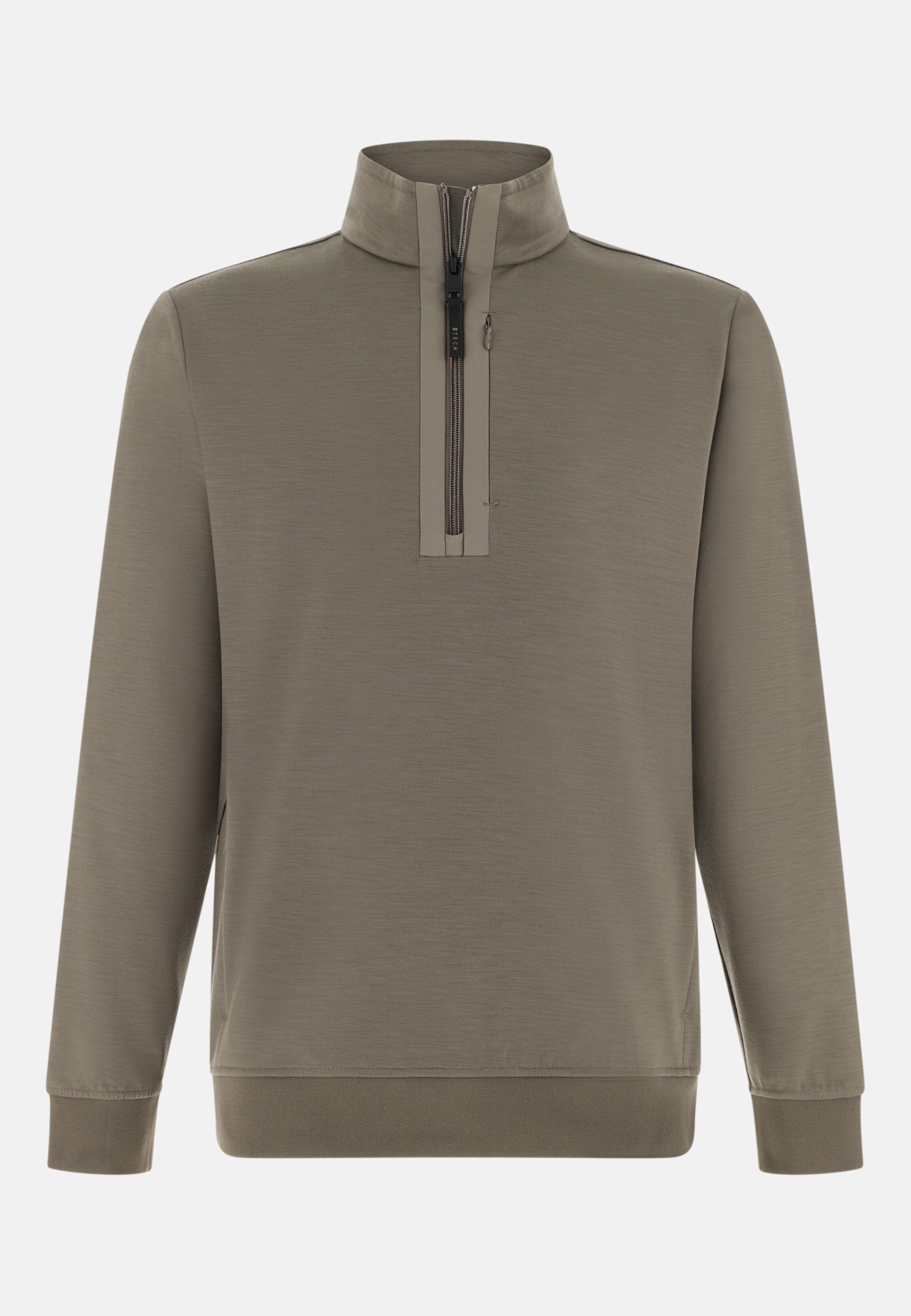 Mock Polo Neck Wooltech Sweatshirt Mud, Mud, large image number 3