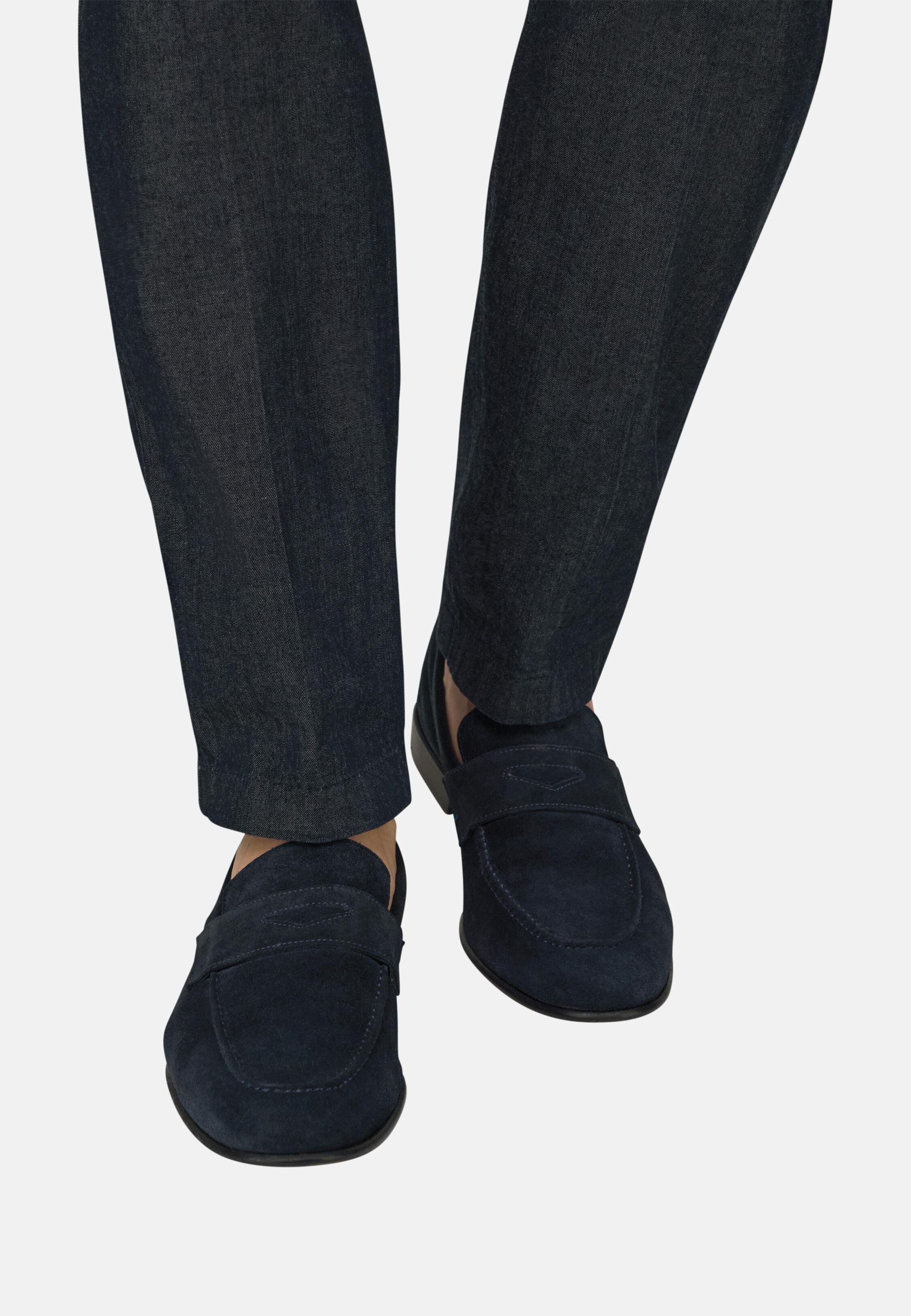 Leather Loafers Blue, Blue, medium