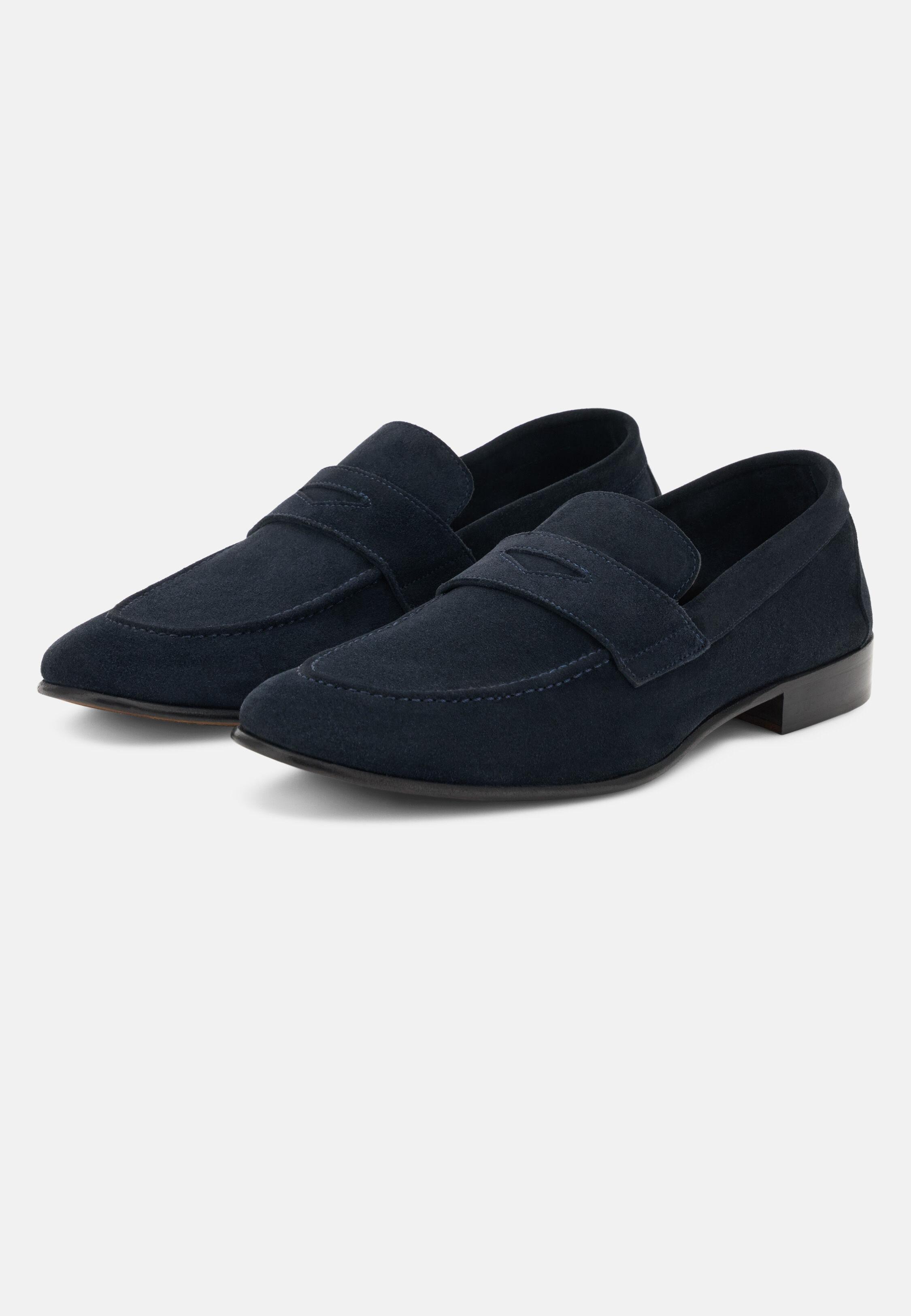 Leather Loafers Navy, 3901_BLUE, medium
