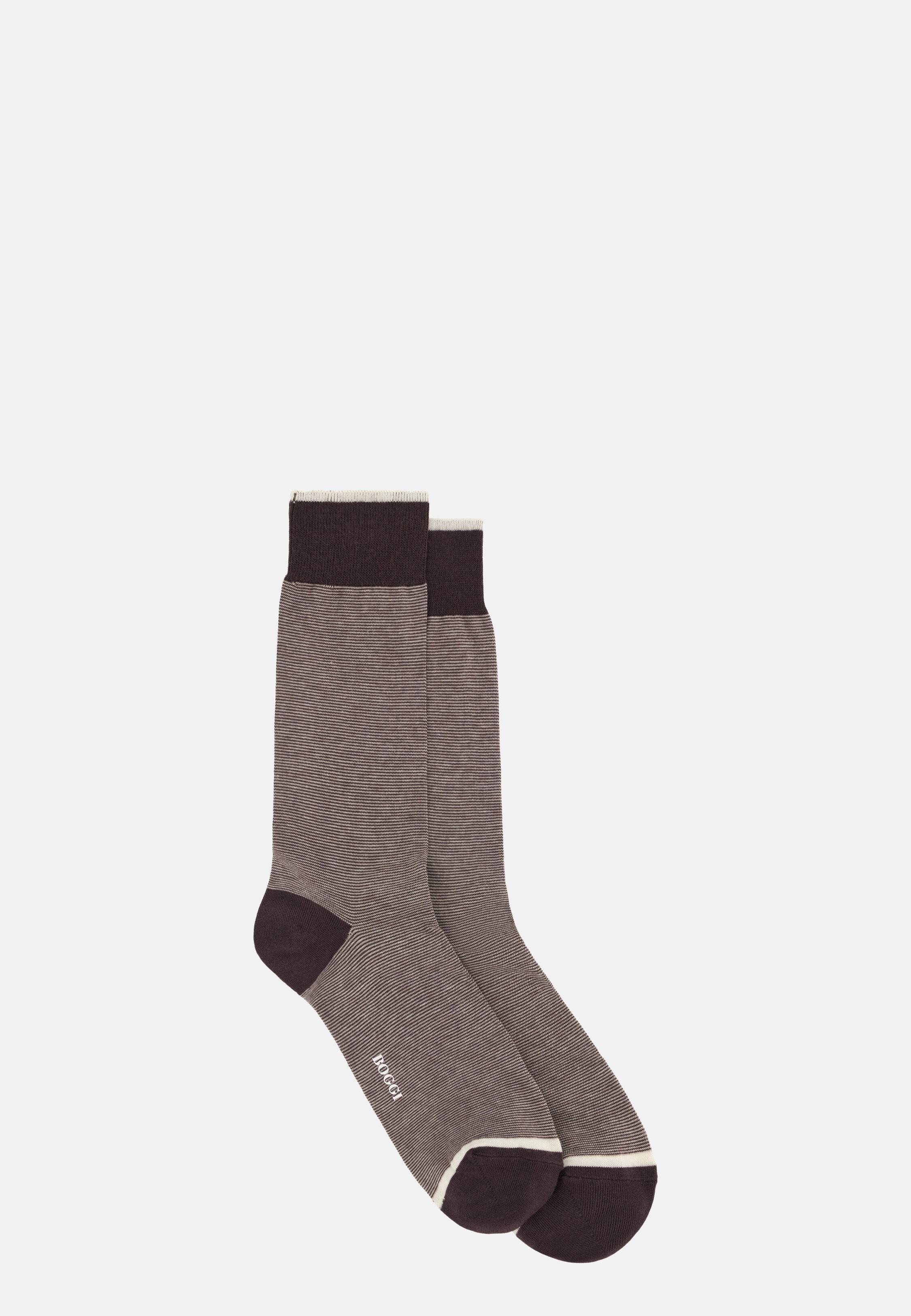 Micro Striped Socks Brown, 3901_DKBR, medium