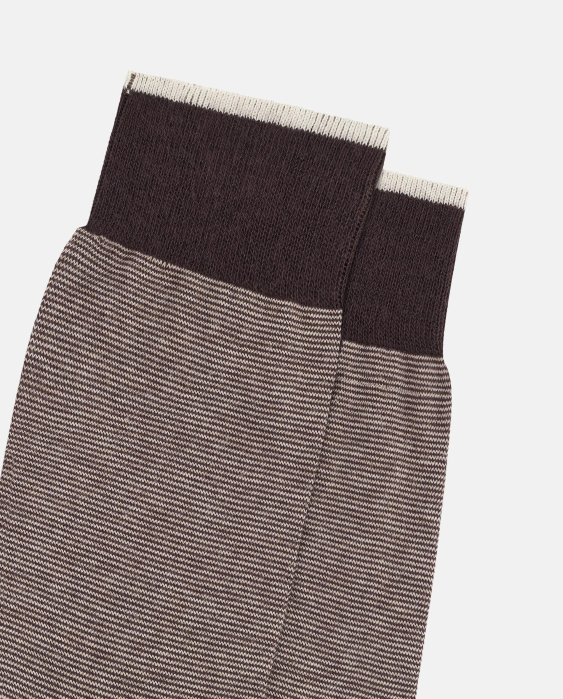 Micro Striped Socks Brown, 3901_DKBR, large image number 1