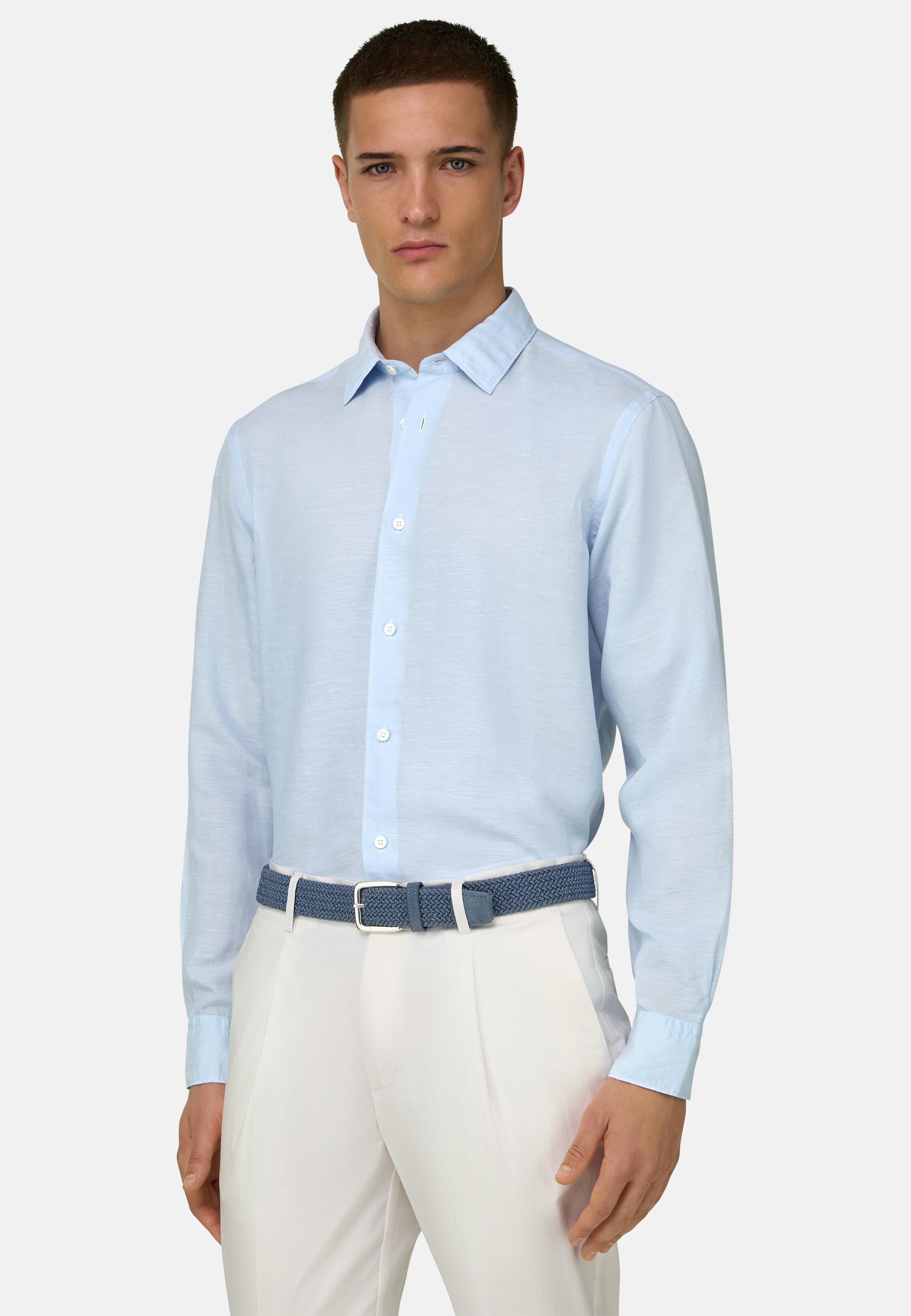Regular Fit Tencel Linen Shirt, Light Blue, large image number 0