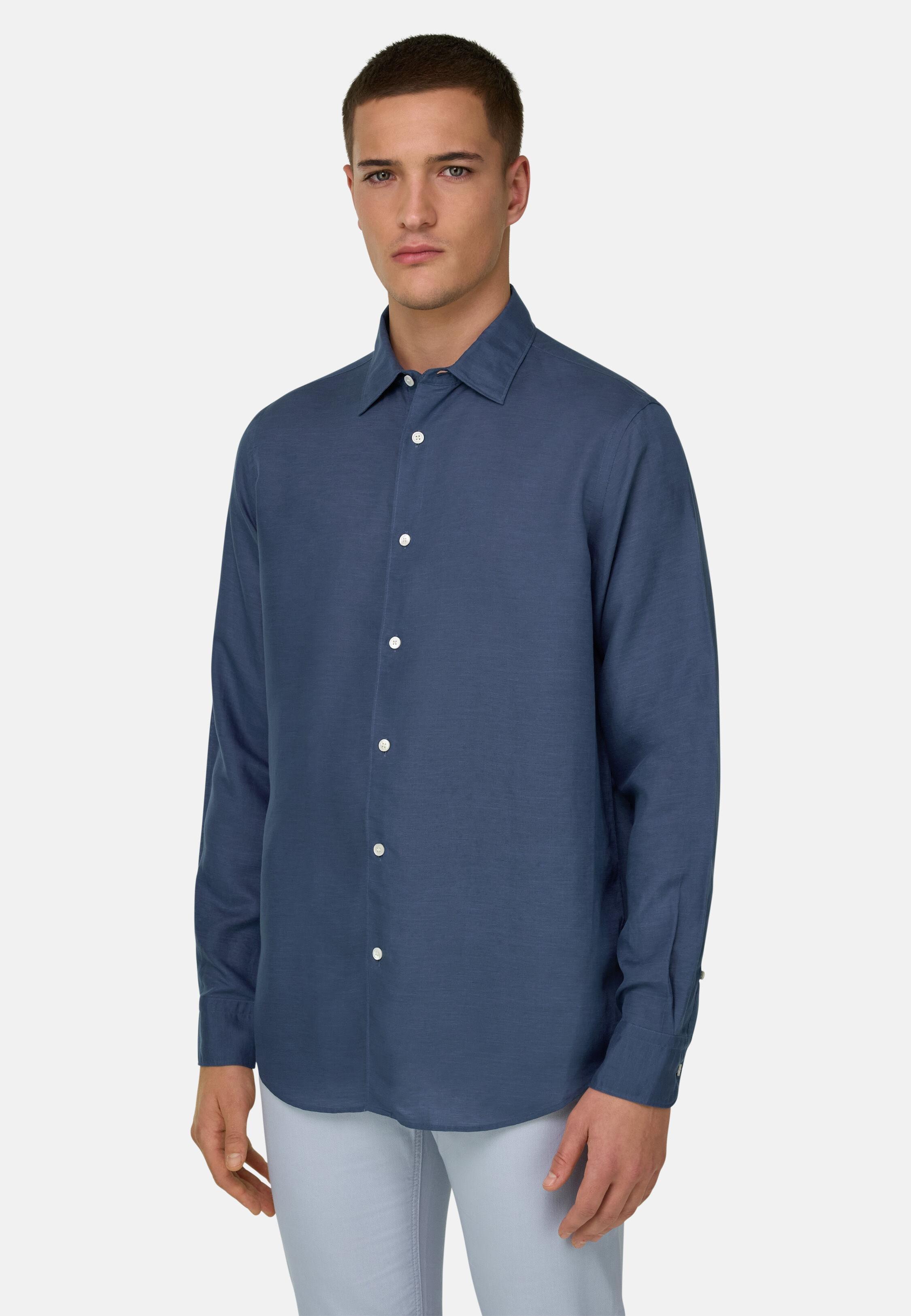 Regular Fit Tencel Linen Shirt, Blue, large image number 0