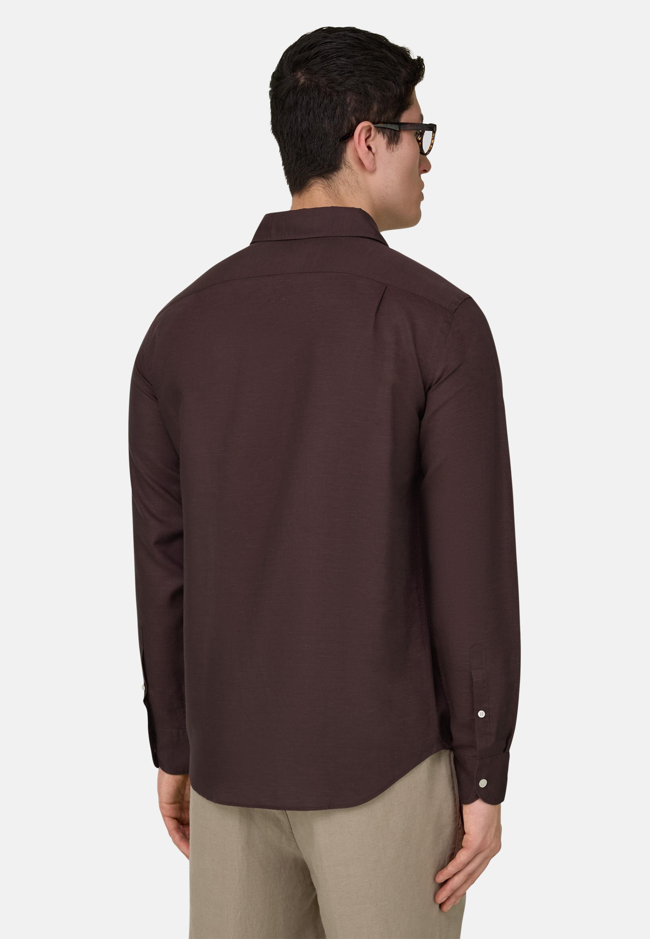 Regular Fit Tencel Linen Shirt Dark brown, Dark brown, large image number 1