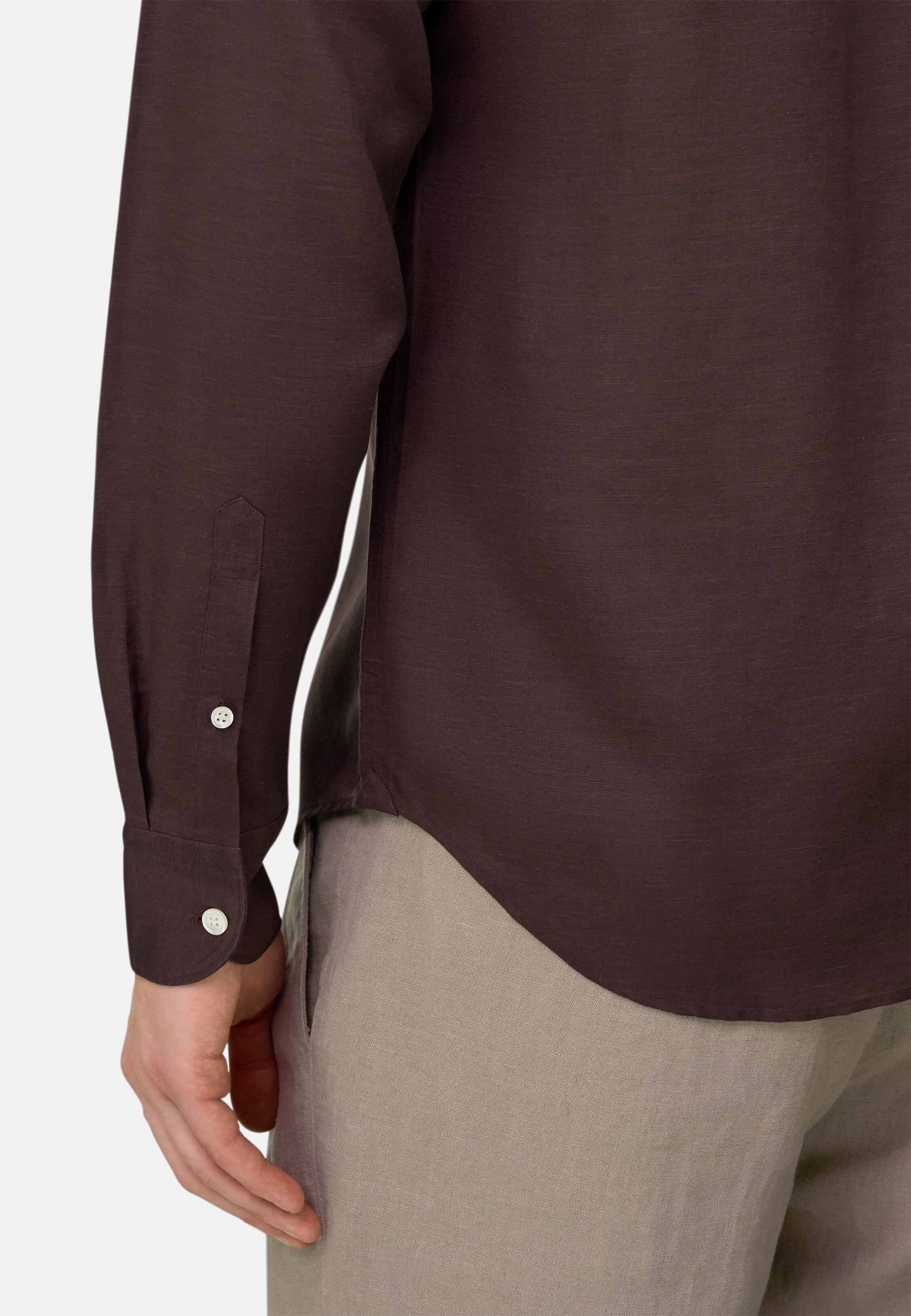 Regular Fit Tencel Linen Shirt Dark brown, Dark brown, large image number 2