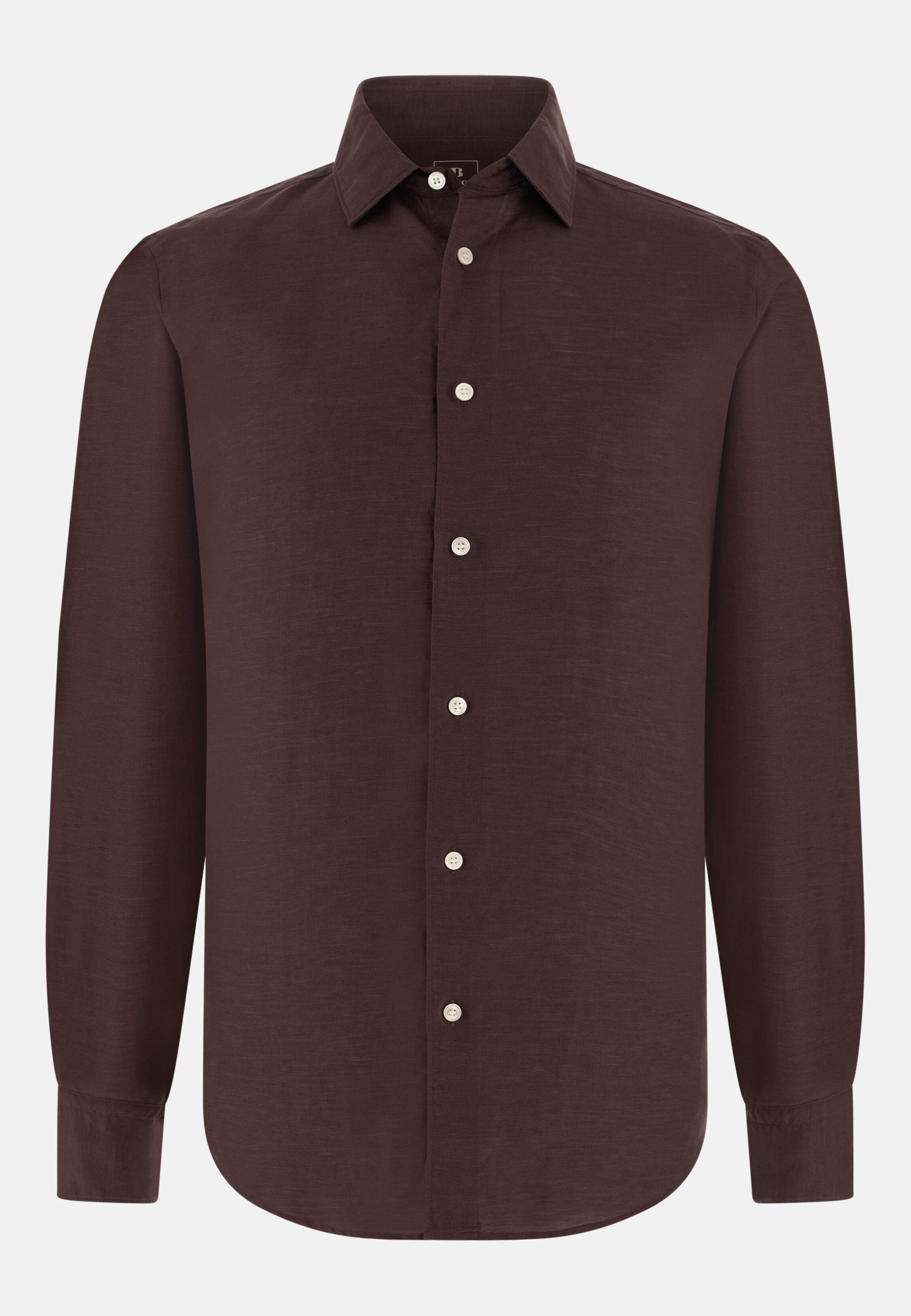 Regular Fit Tencel Linen Shirt Dark brown, Dark brown, large image number 4