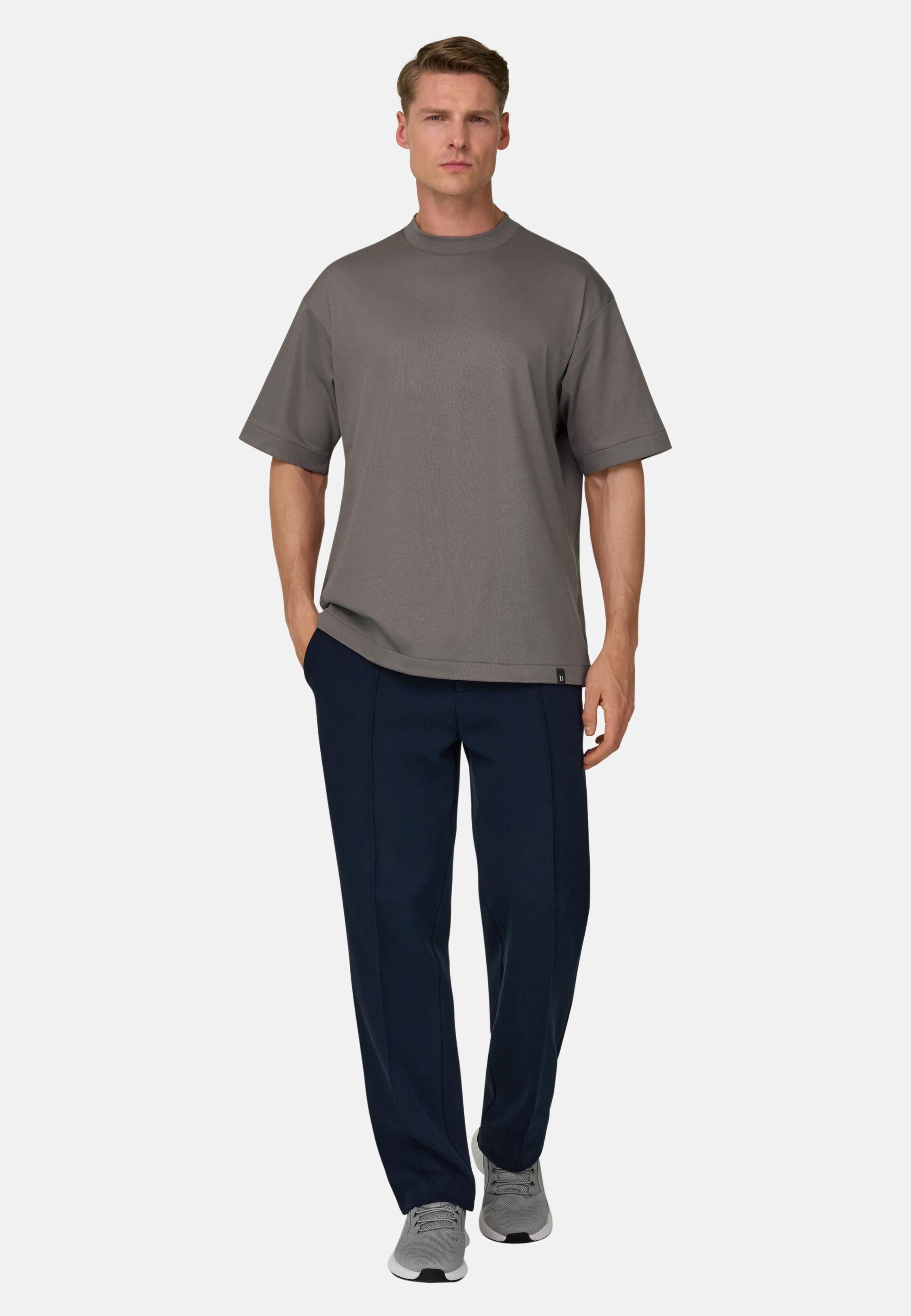 Cotton Blend Scuba Pique Trousers Blue, Navy blue, medium