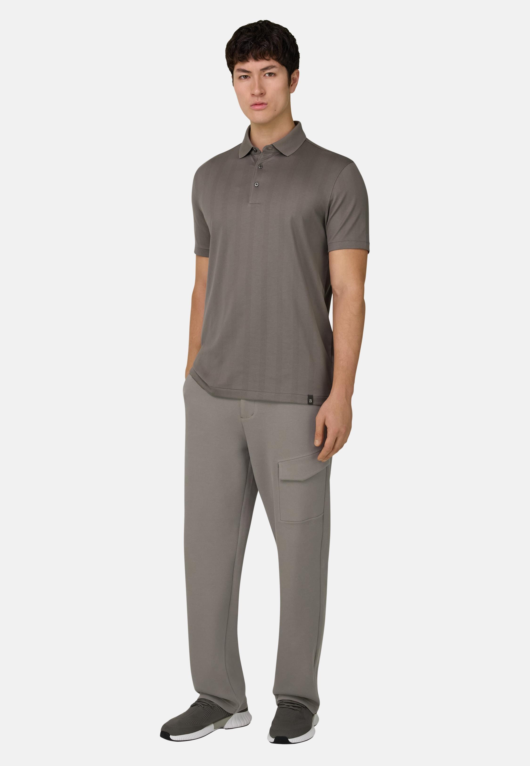 Cotton Blend Scuba Pique Trousers Brown, Mud, large image number 1