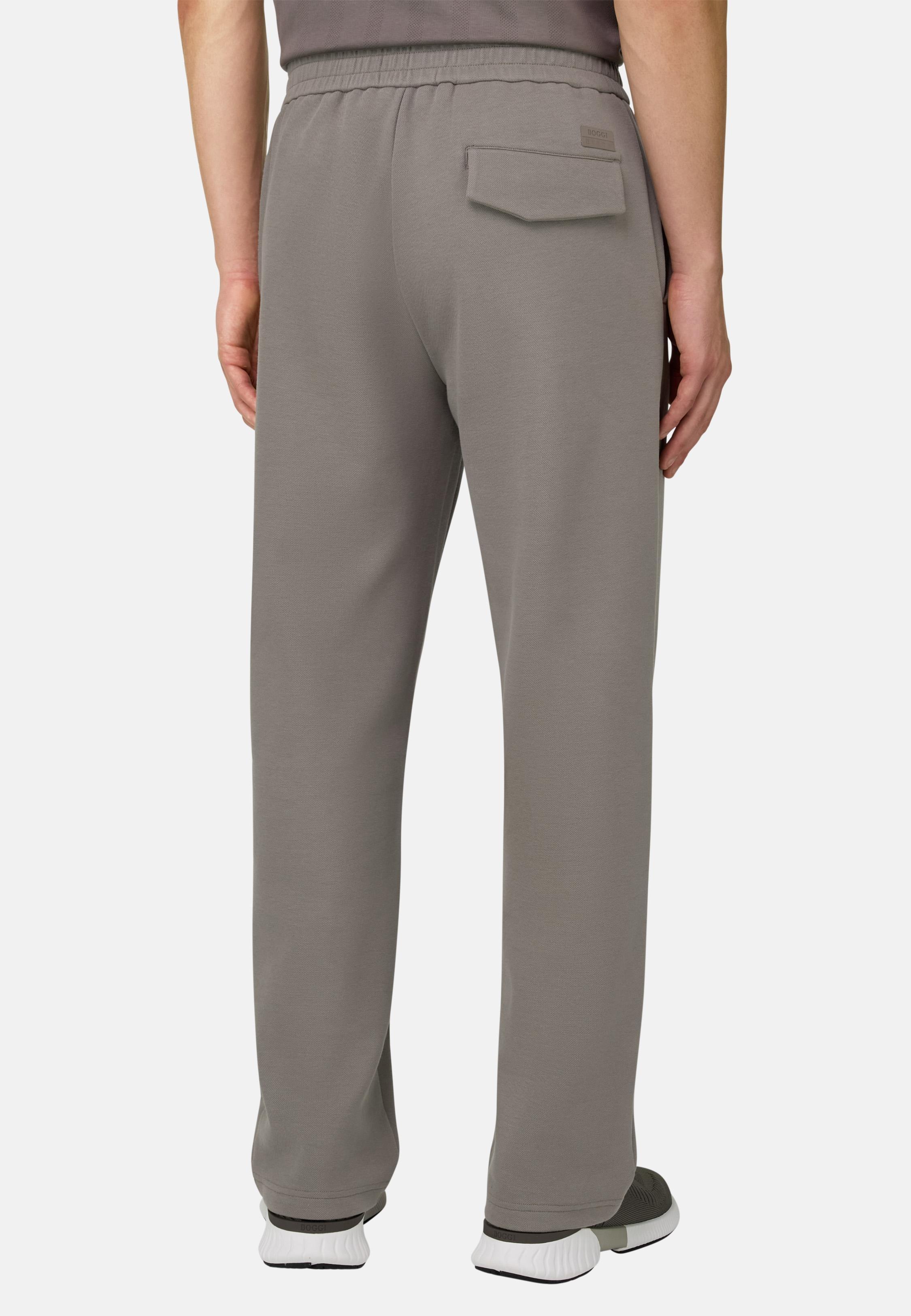 Cotton Blend Scuba Pique Trousers Brown, Mud, large image number 2