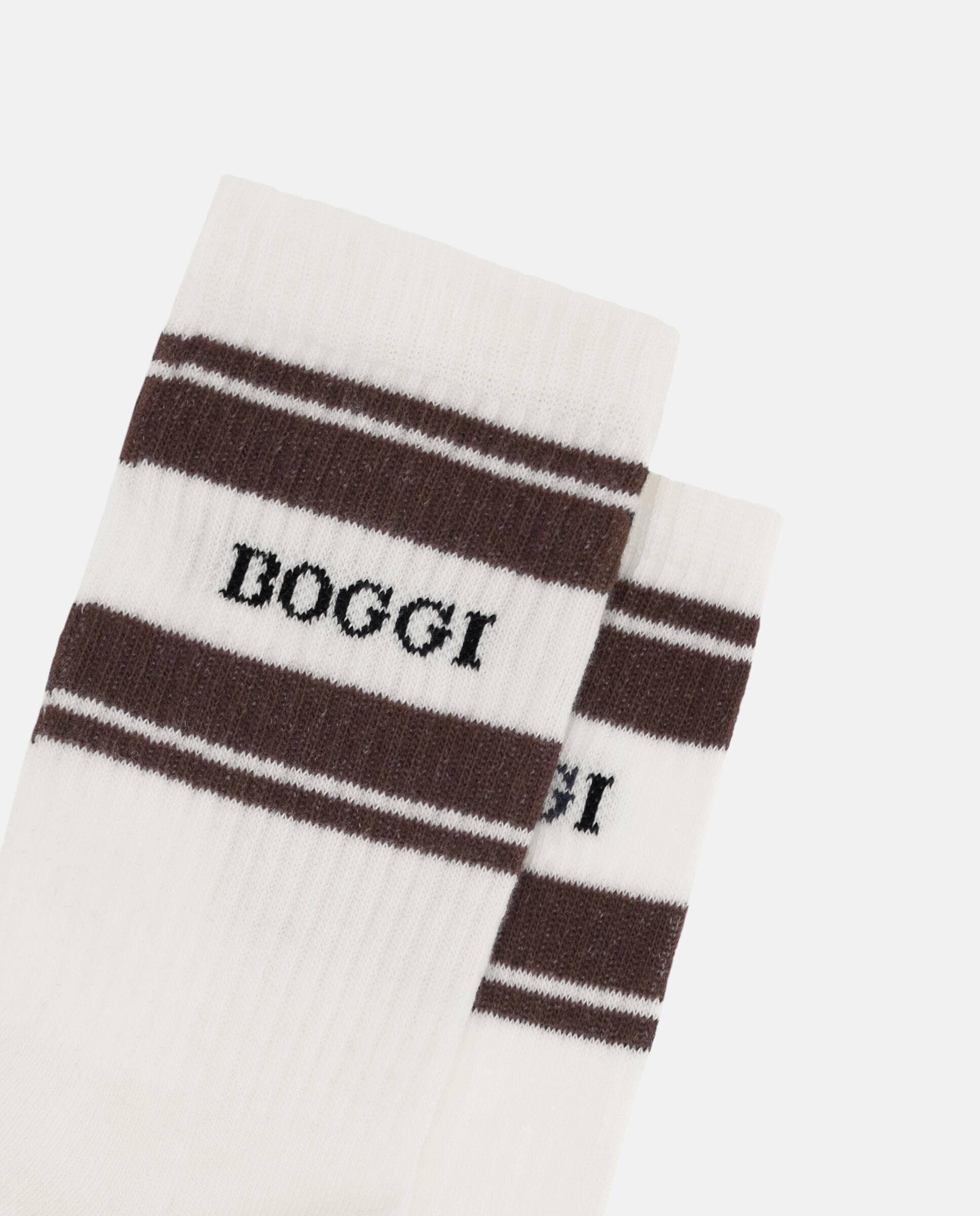 Striped Logo Socks Cream, 3901_CREA, large image number 1