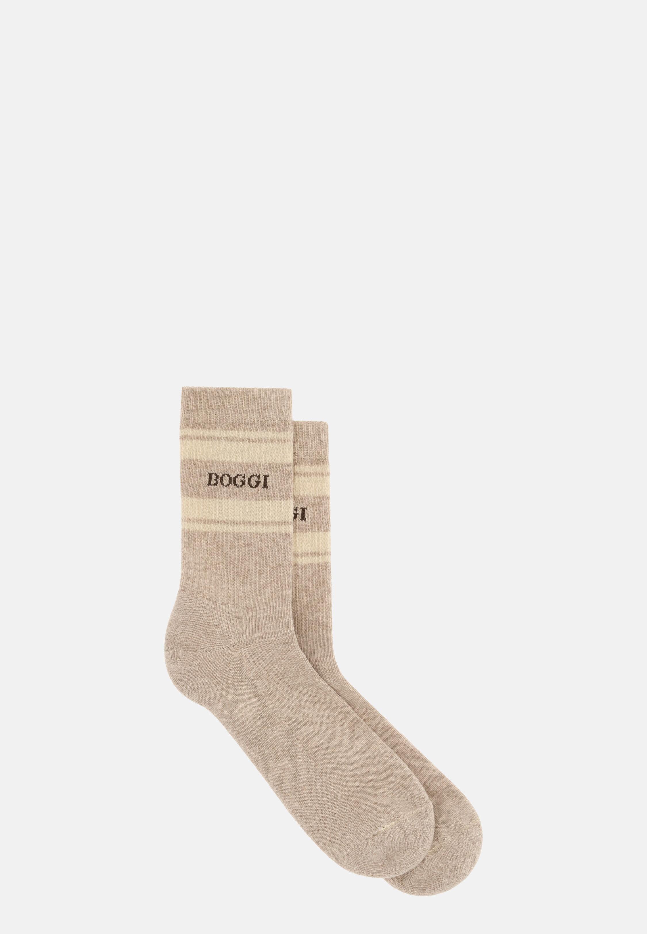 Striped Logo Socks Taupe, 3901_TAUP, medium