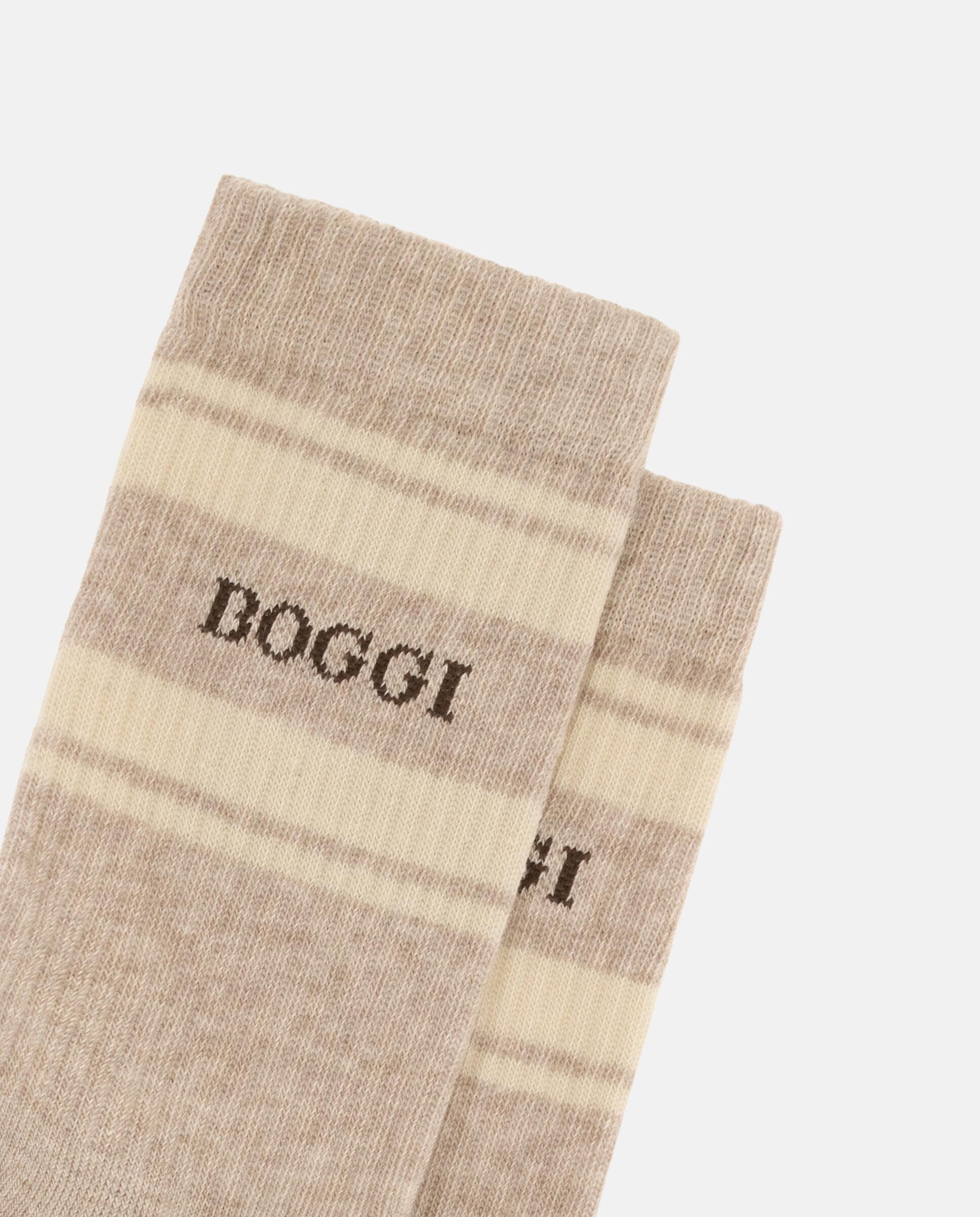 Striped Logo Socks Taupe, 3901_TAUP, medium