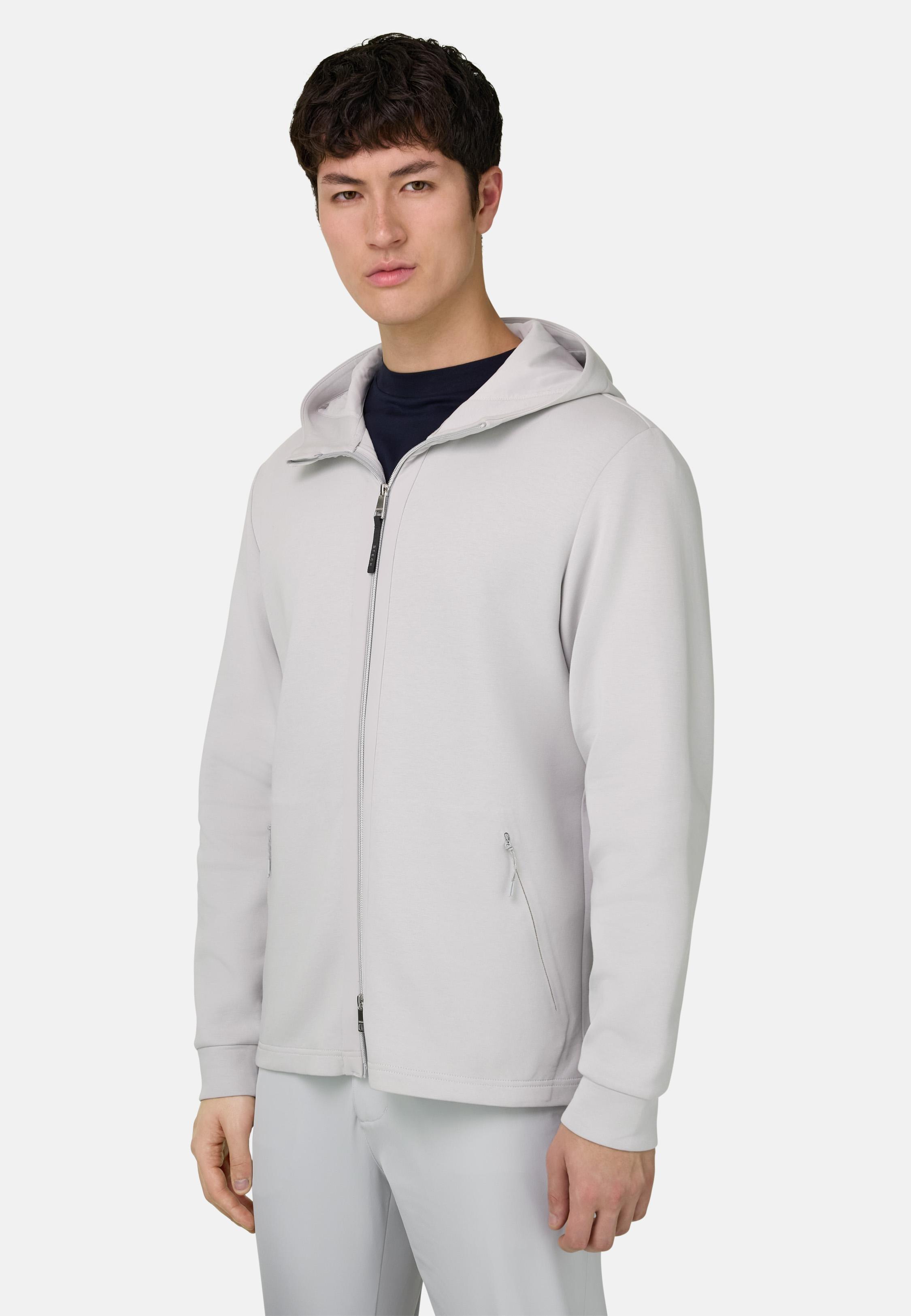 Lightweight Zipped Scuba Hoodie White, Ice, large image number 0