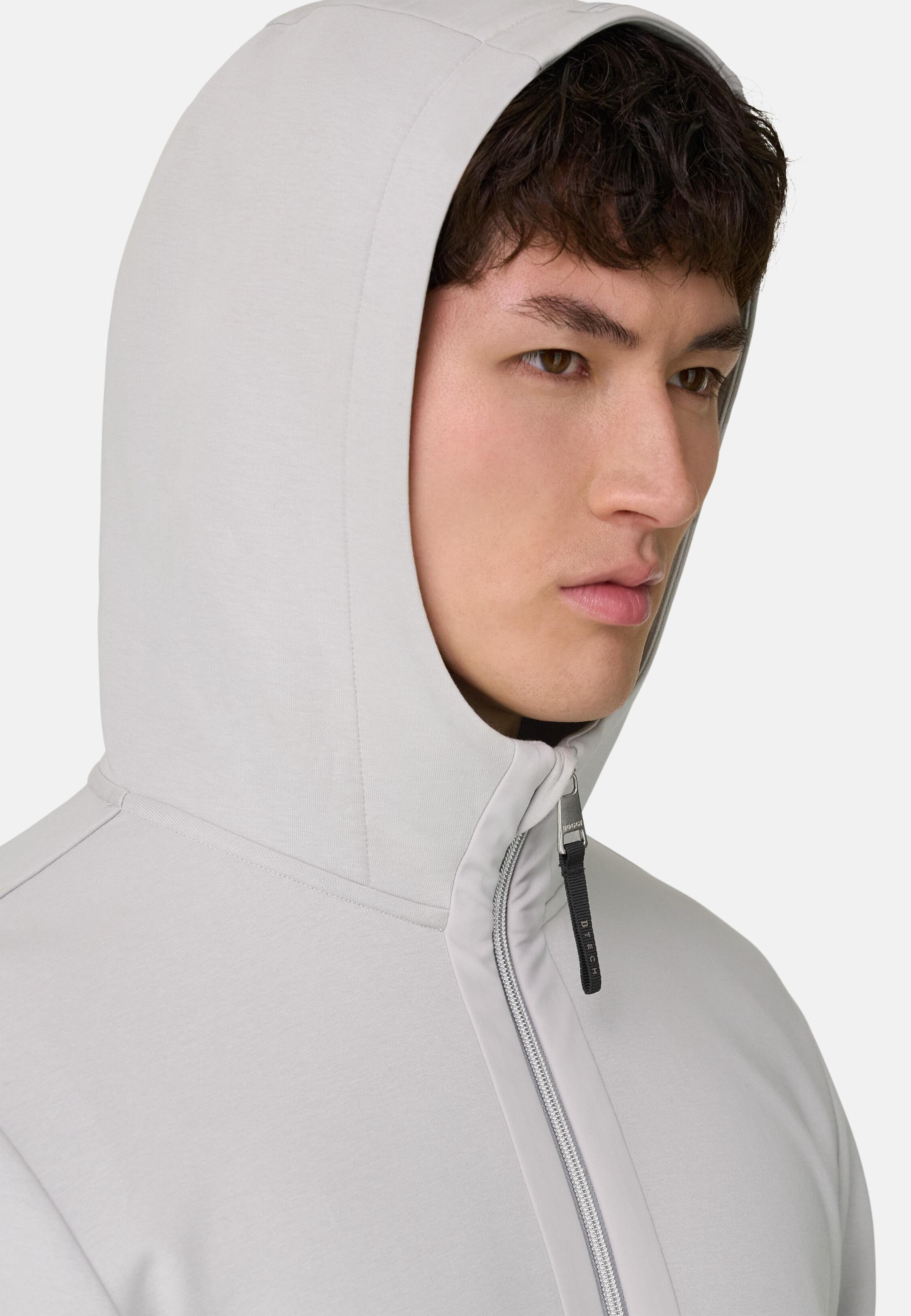 Lightweight Zipped Scuba Hoodie Ice, Ice, medium