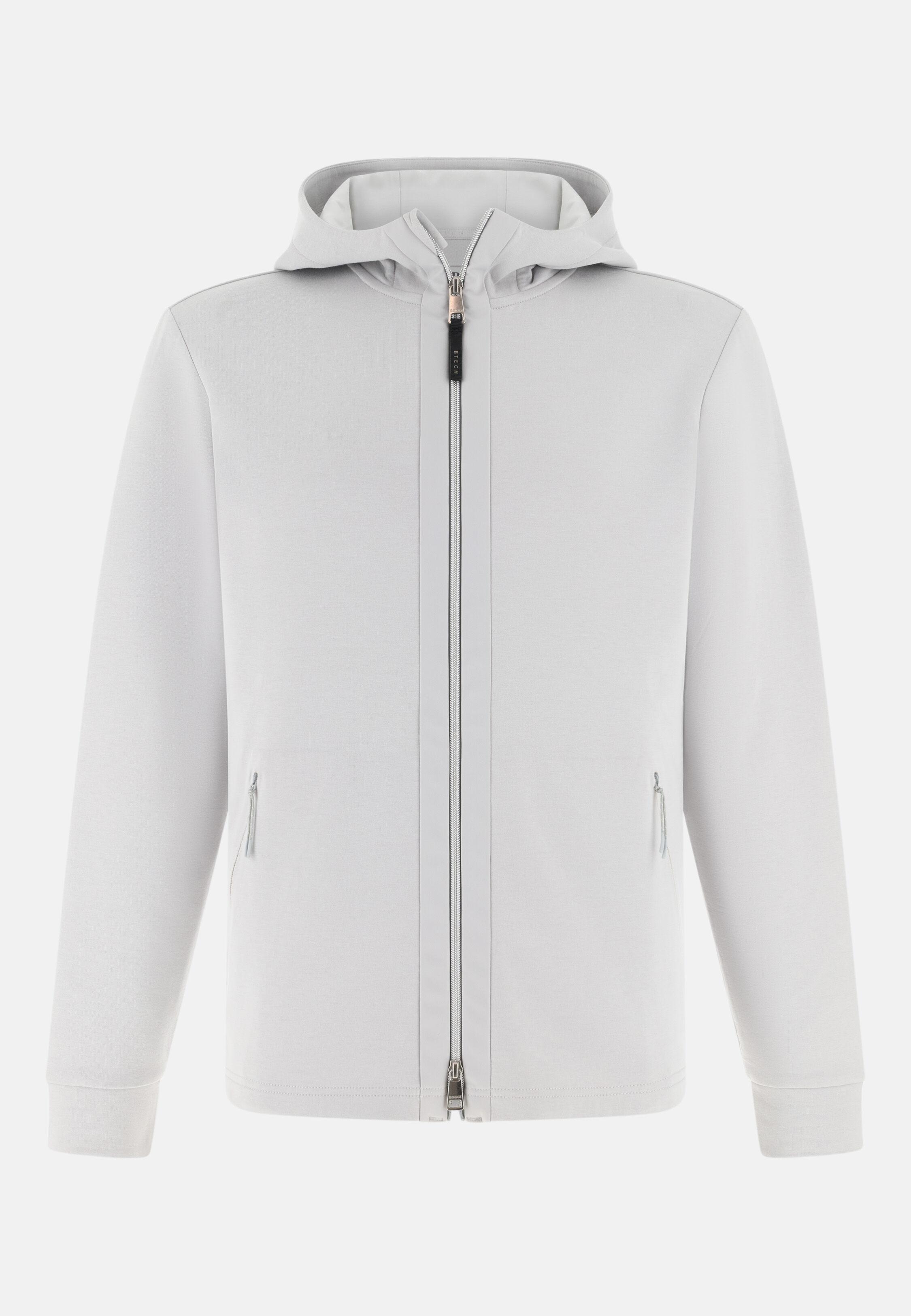 Lightweight Zipped Scuba Hoodie White, Ice, large image number 3