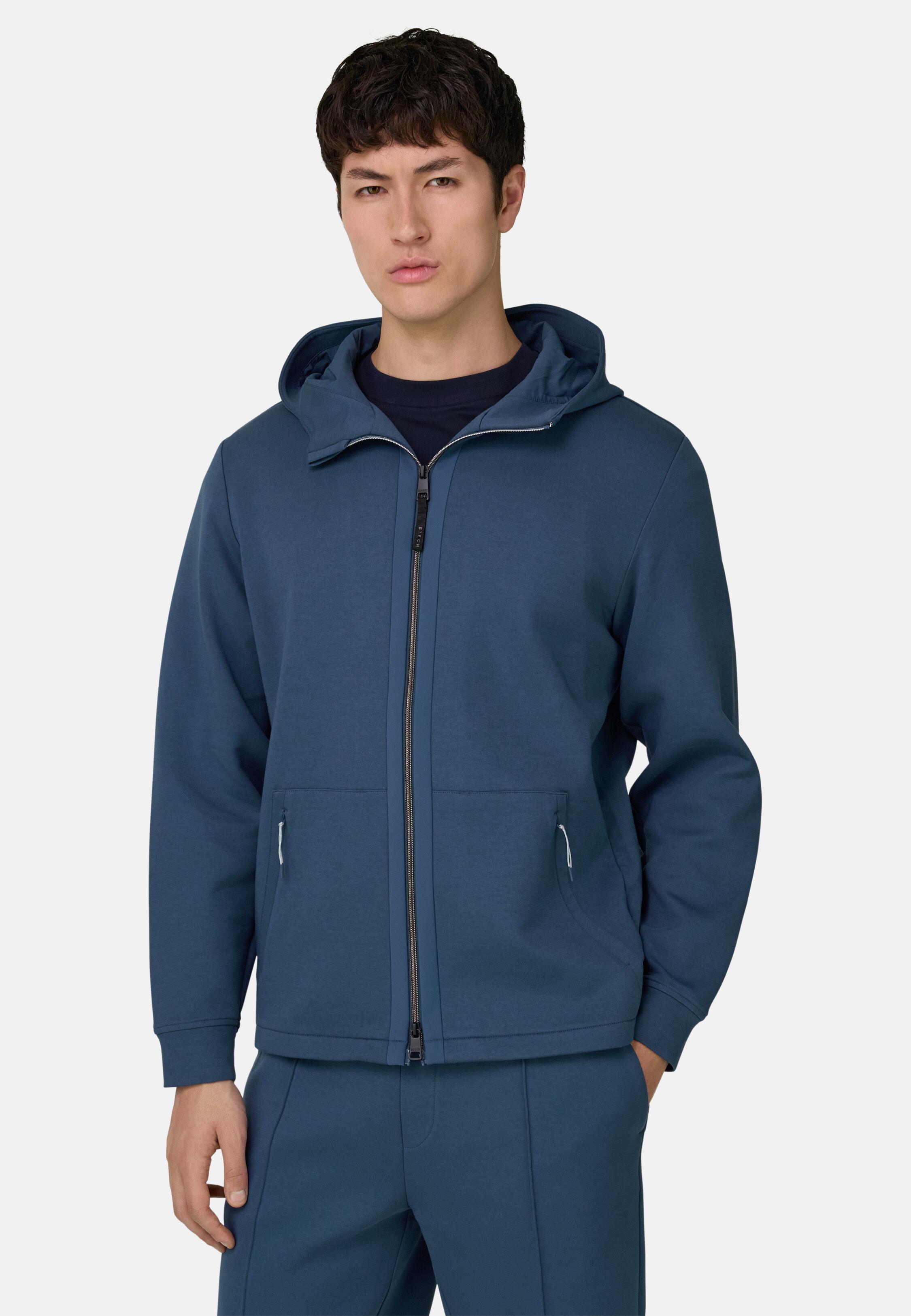 Lightweight Zipped Scuba Hoodie Blue, Air-blue, medium