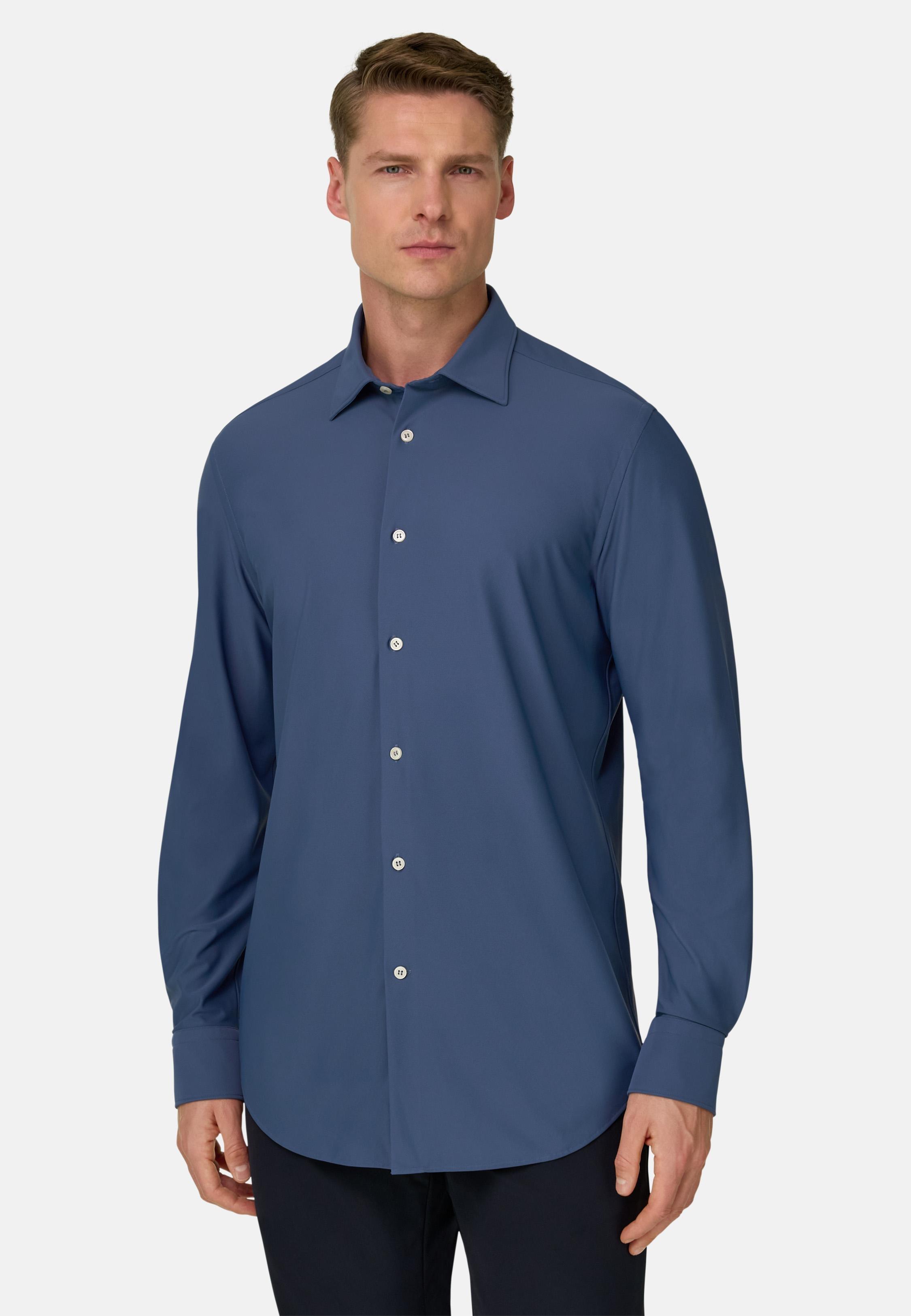 Slim Fit Stretch Nylon Shirt Blue, Air-blue, large image number 0