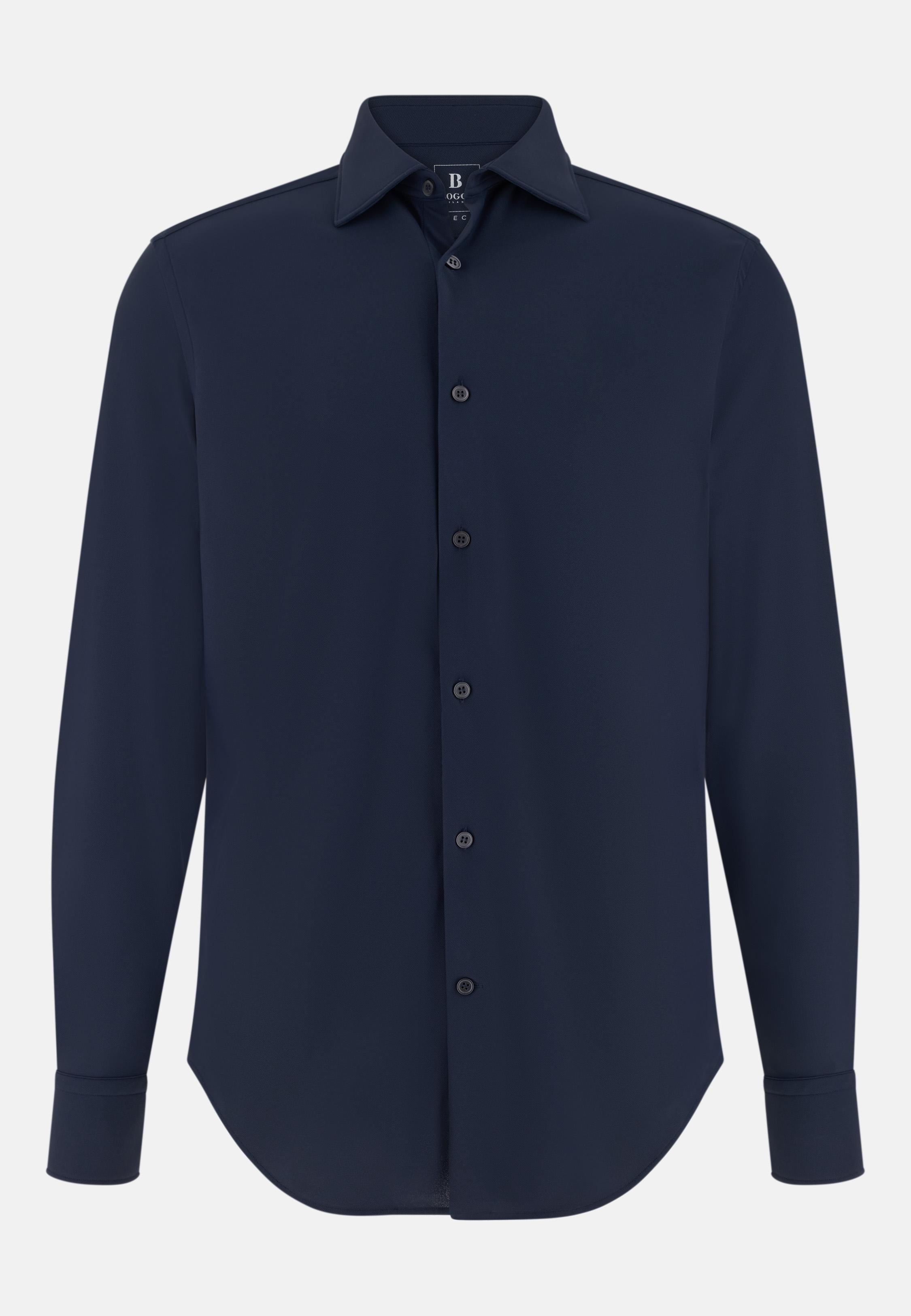 Slim Fit Stretch Nylon Shirt Blue, Navy blue, large image number 4