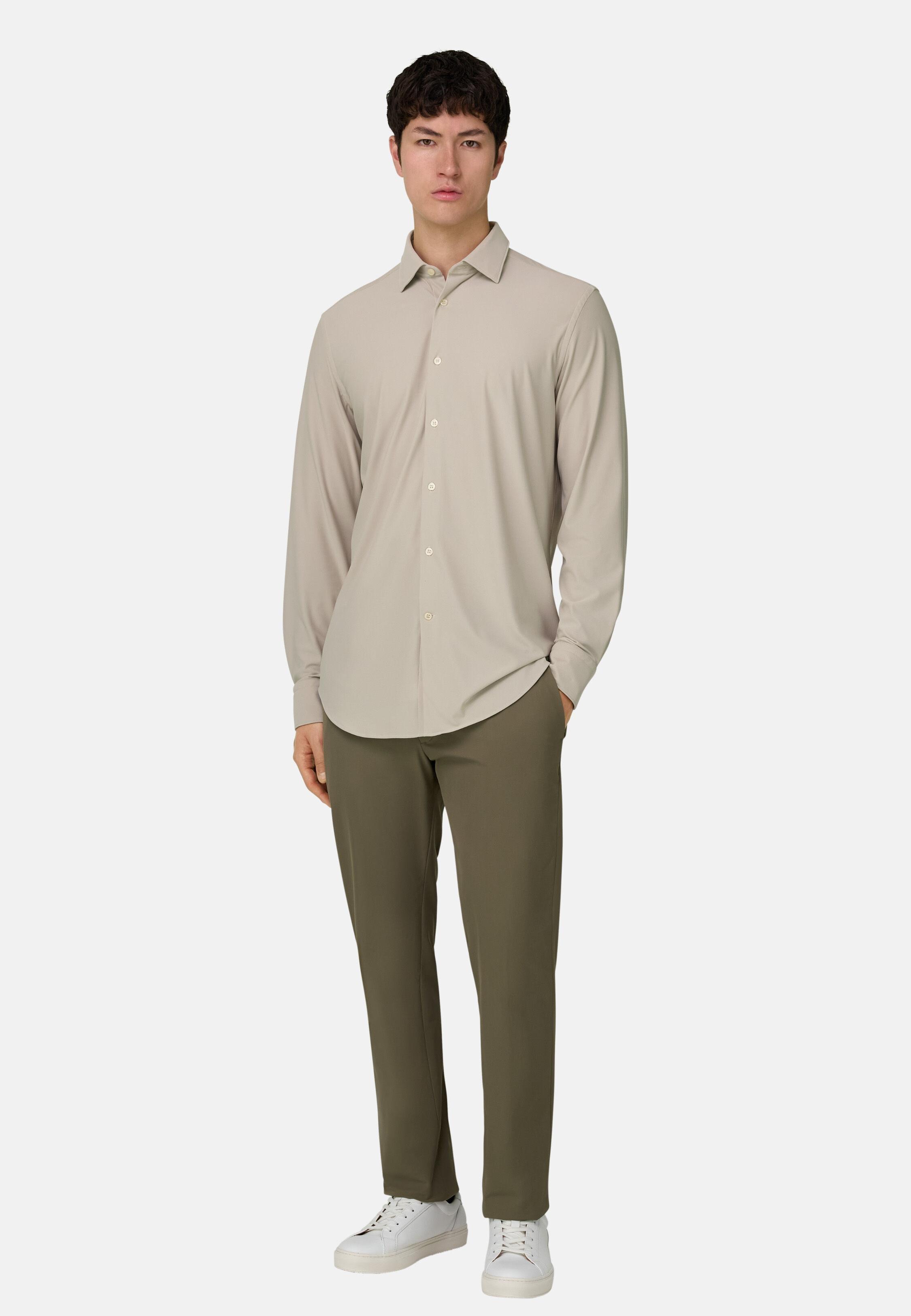 Shirt in Slim Fit Stretch Nylon, Sand, Sand, medium