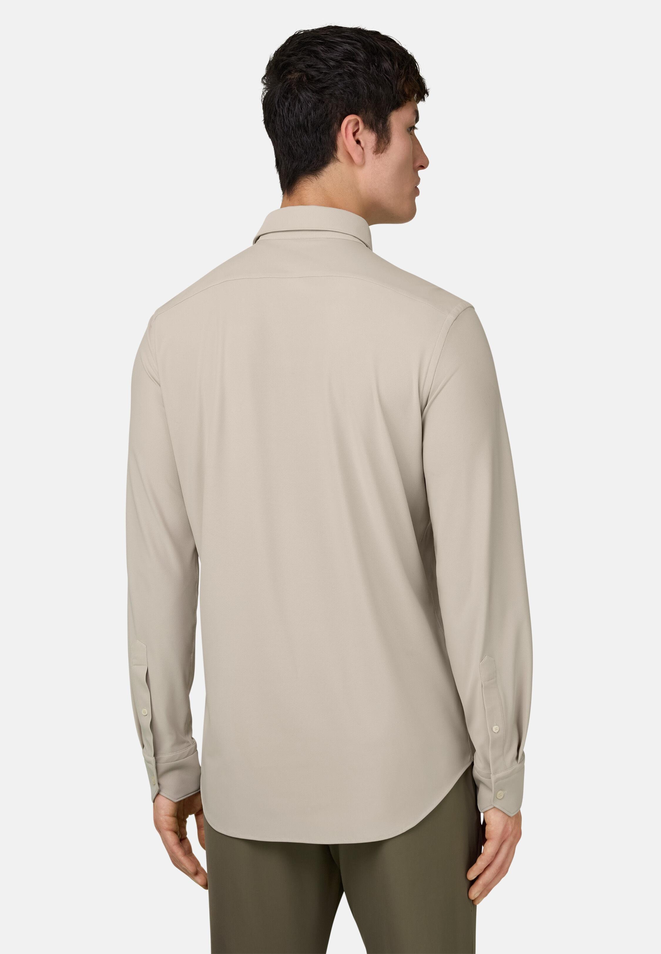 Shirt in Slim Fit Stretch Nylon, Sand, Sand, medium