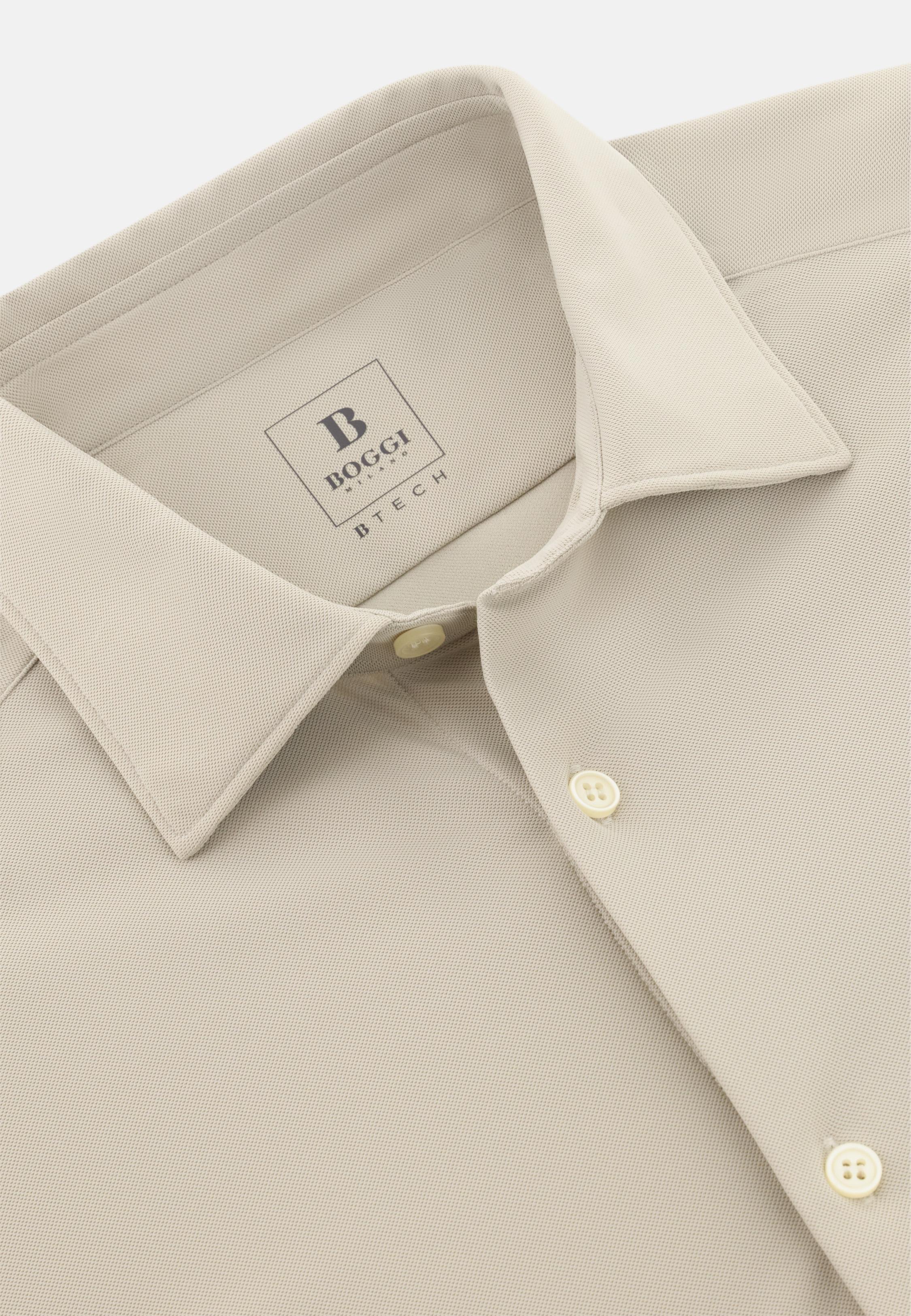 Slim Fit Stretch Nylon Shirt Beige, Sand, large image number 3