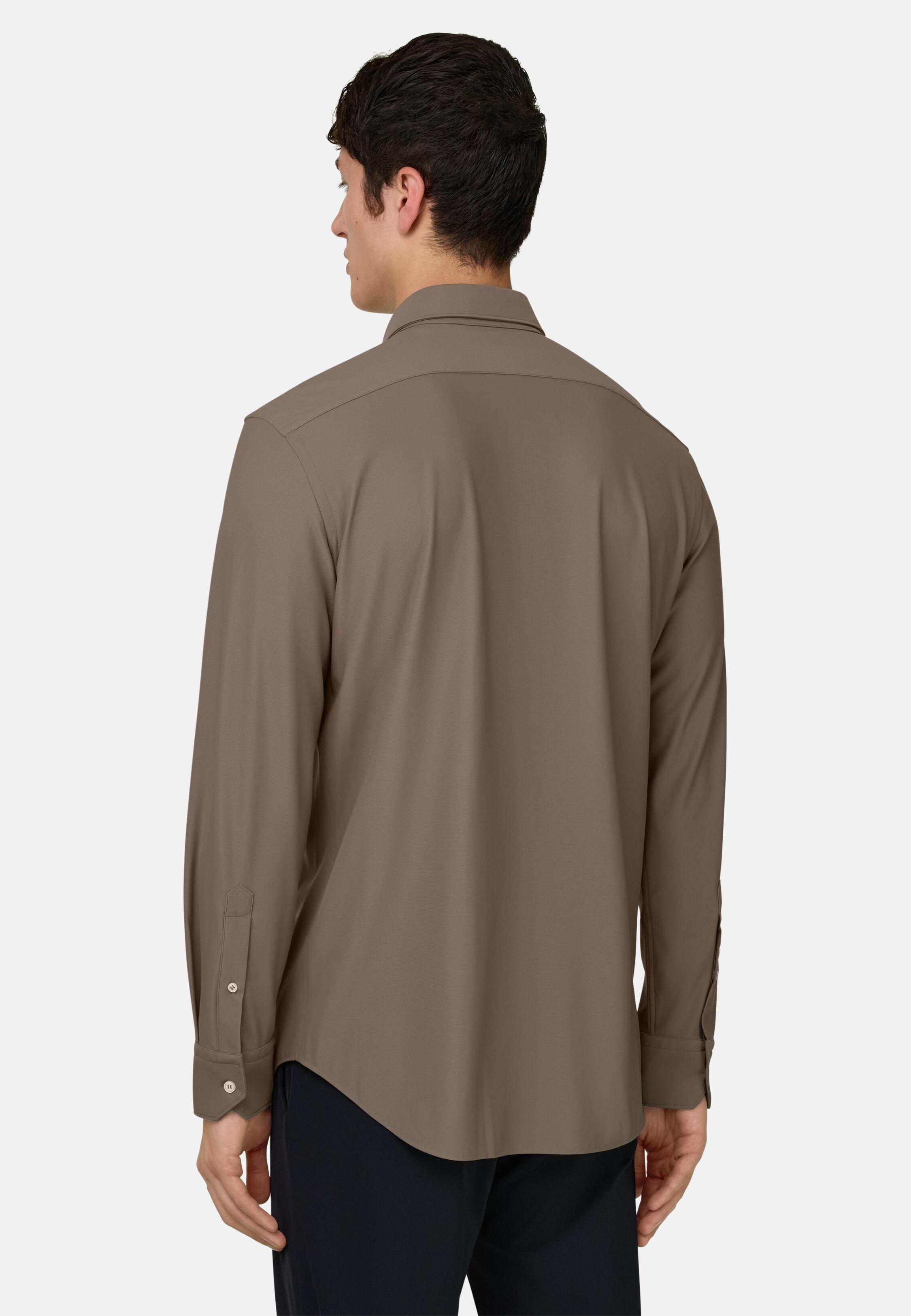 Slim Fit Stretch Nylon Shirt Brown, Mud, medium