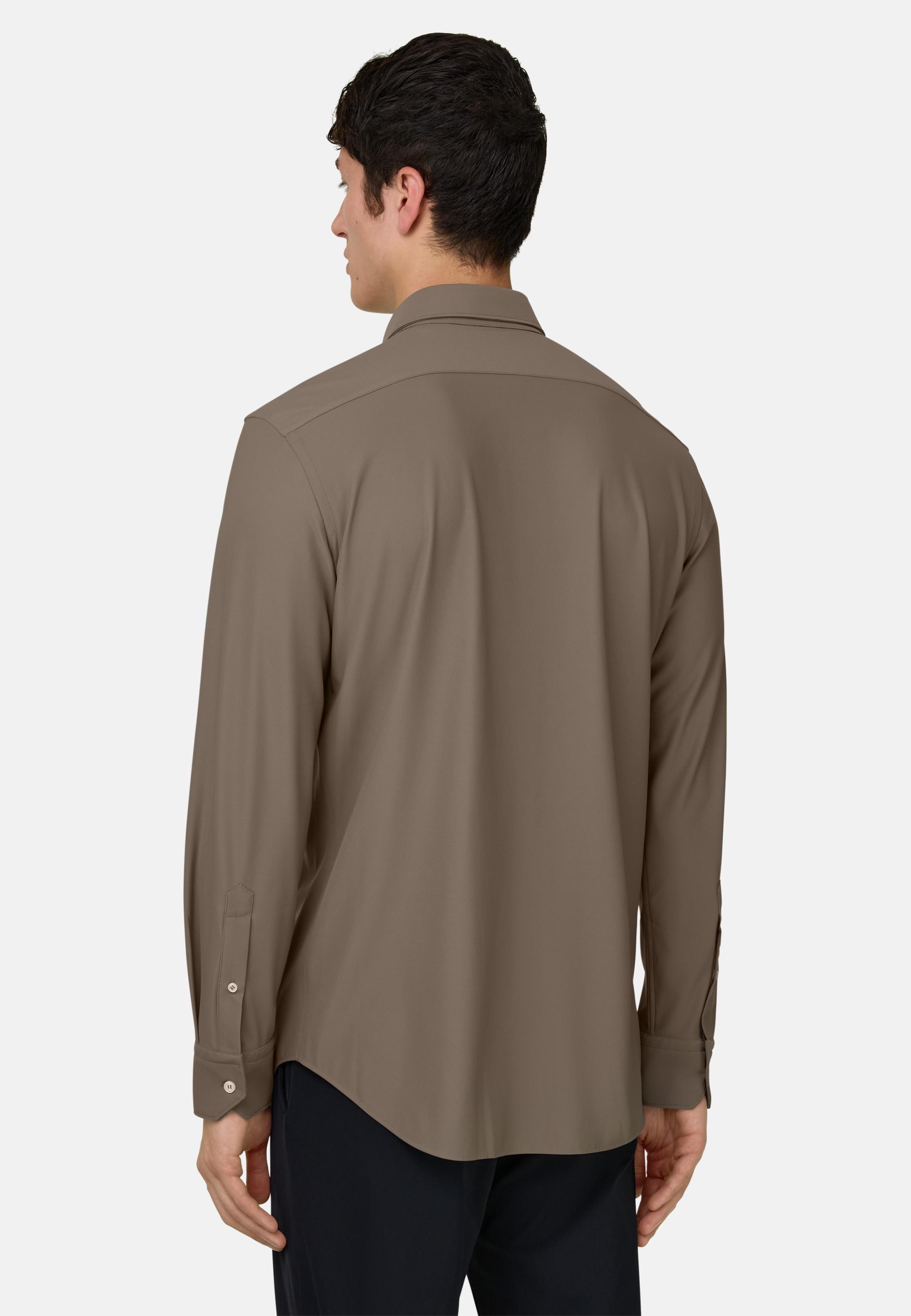 Slim Fit Stretch Nylon Shirt Brown, Mud, medium