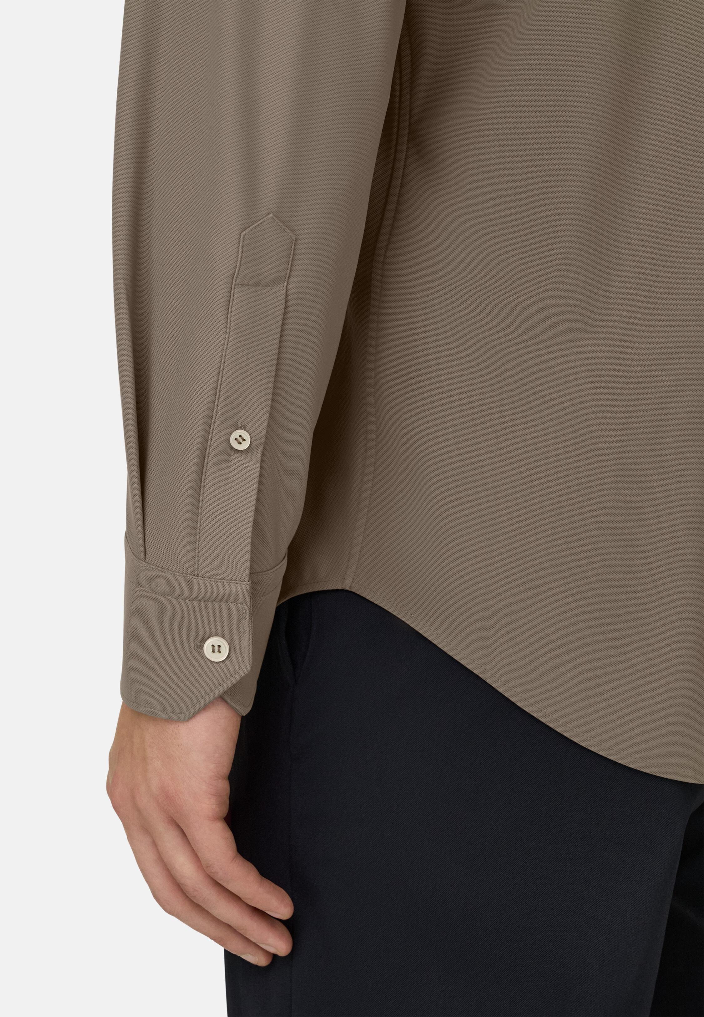 Slim Fit Stretch Nylon Shirt Brown, Mud, medium