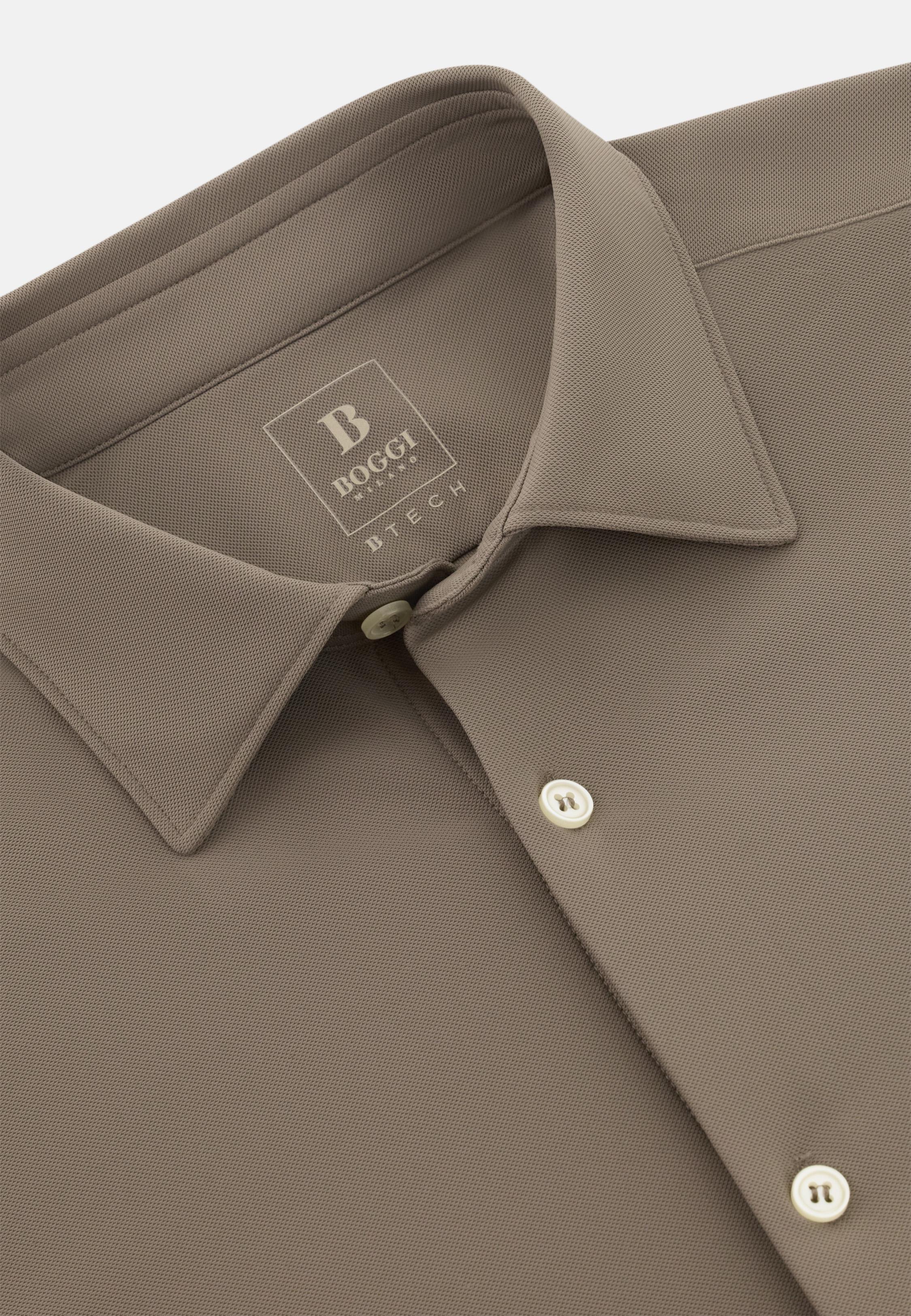 Slim Fit Stretch Nylon Shirt Brown, Mud, large image number 3