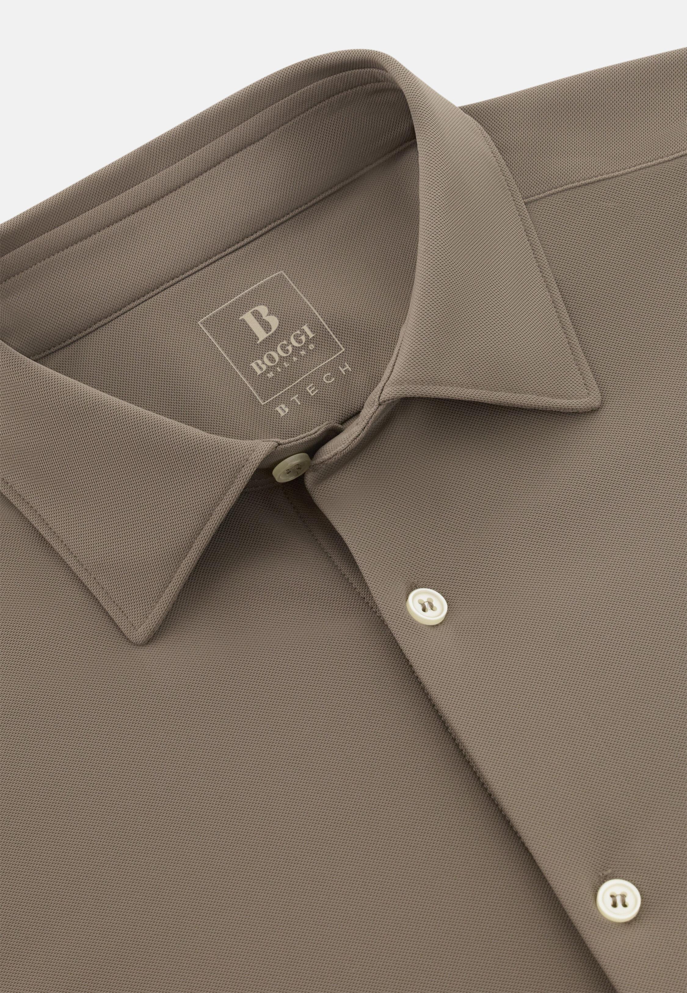 Slim Fit Stretch Nylon Shirt Brown, 3901_MUD, large image number 3