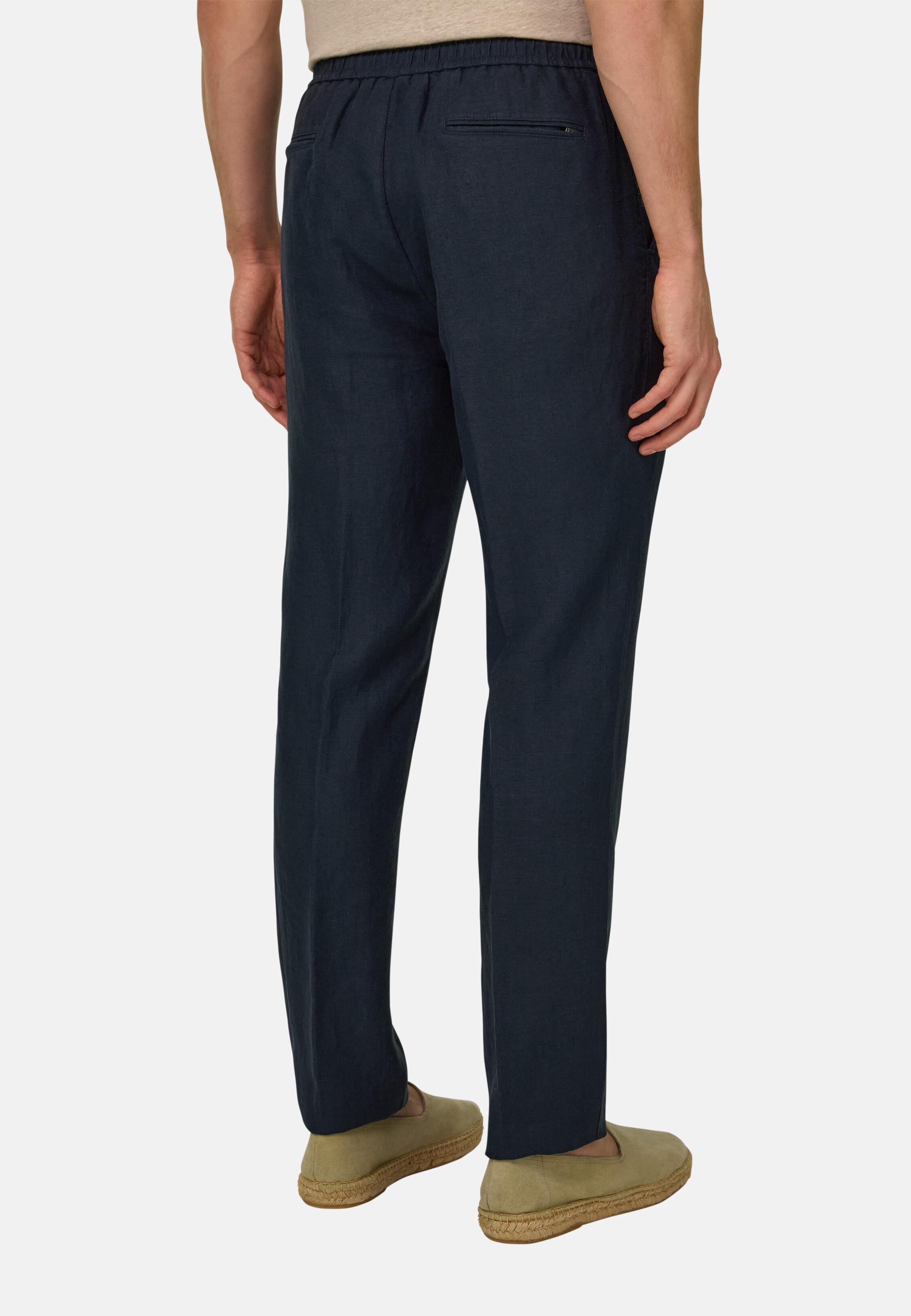 City Linen Trousers Navy blue, 3901_NAVY, medium