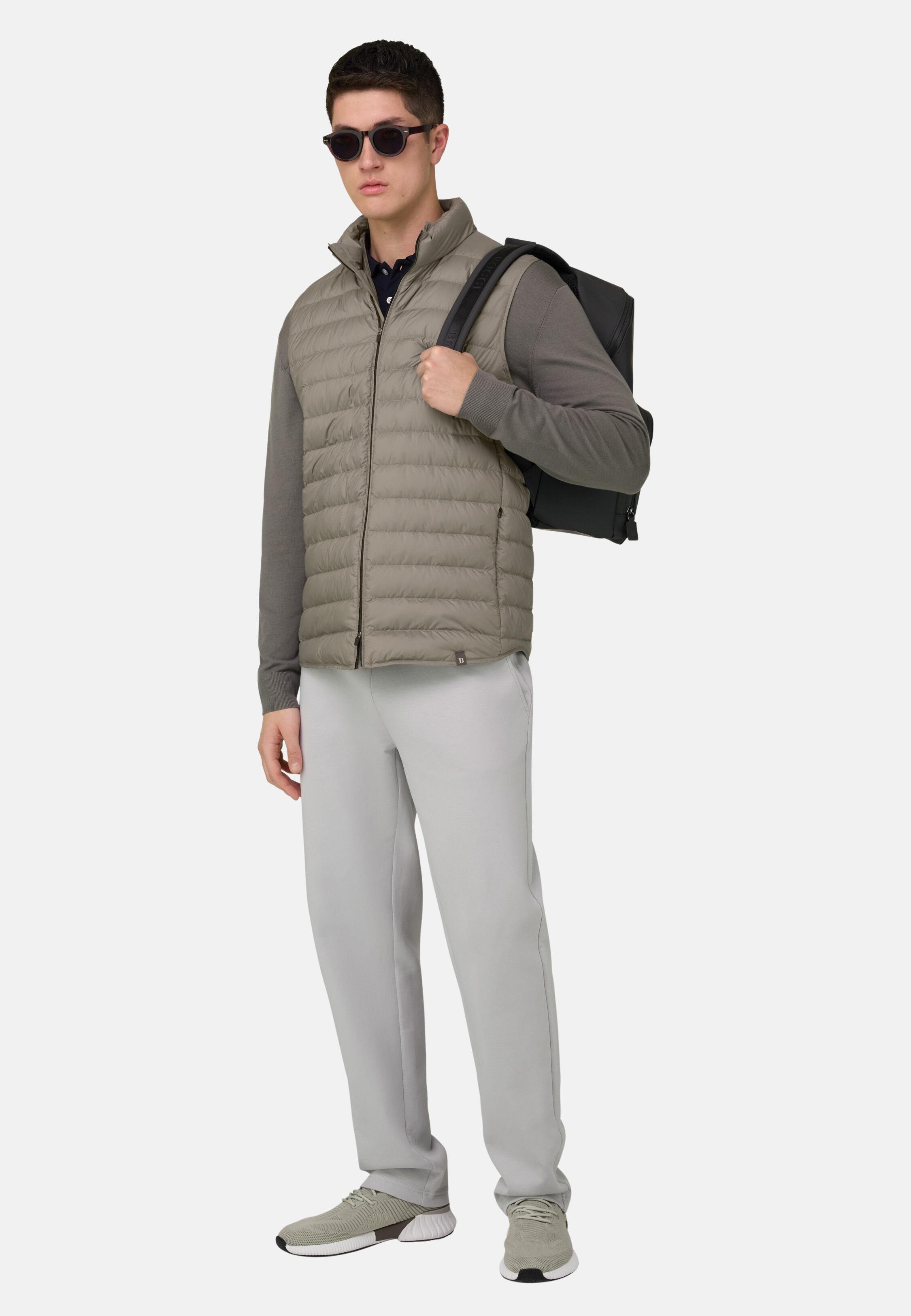 Gilet in Recycled Fabric with Goose Down, Mud, Mud, large image number 1