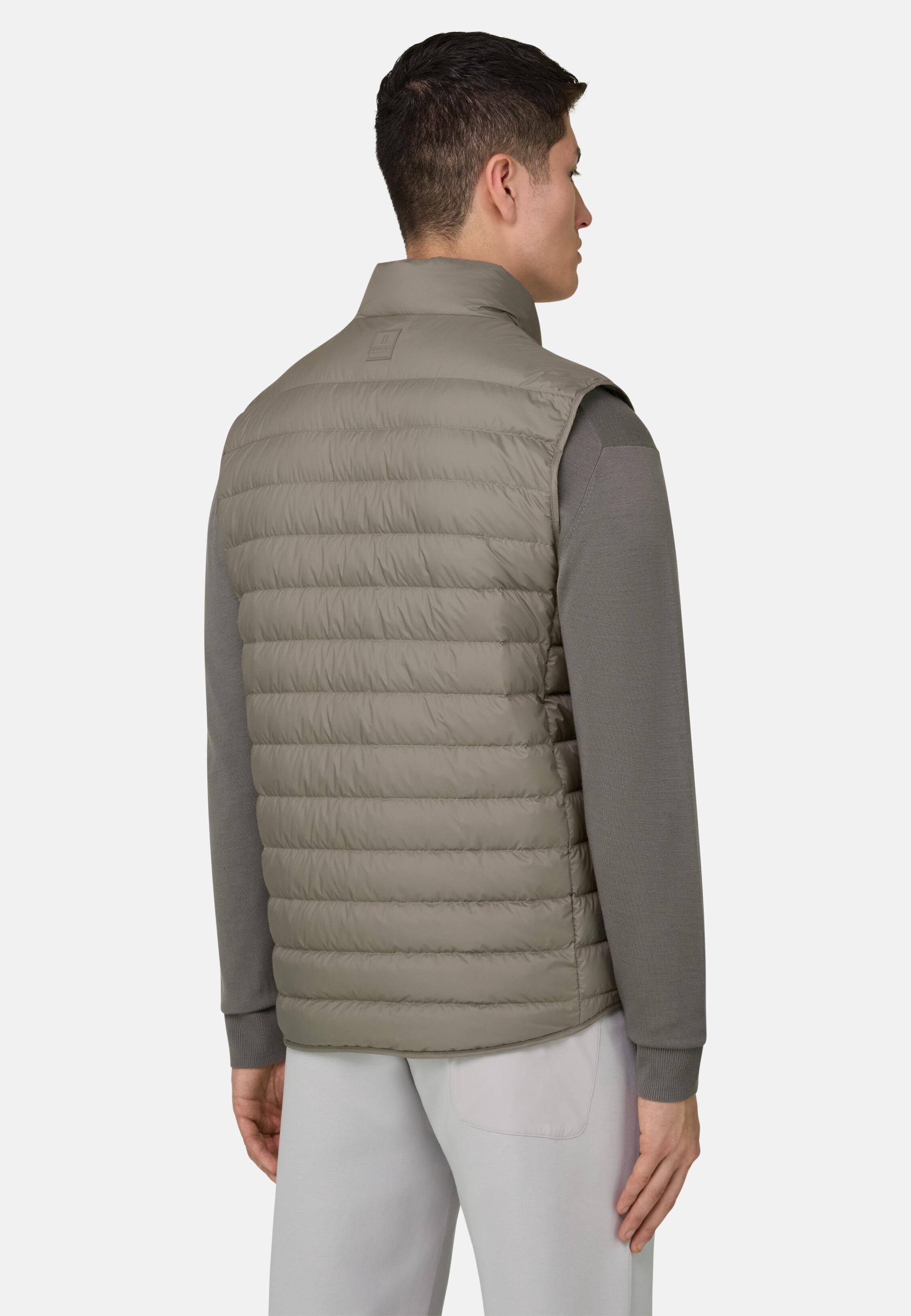 Gilet In Recycled Fabric With Goose Down Brown, 3901_MUD, medium