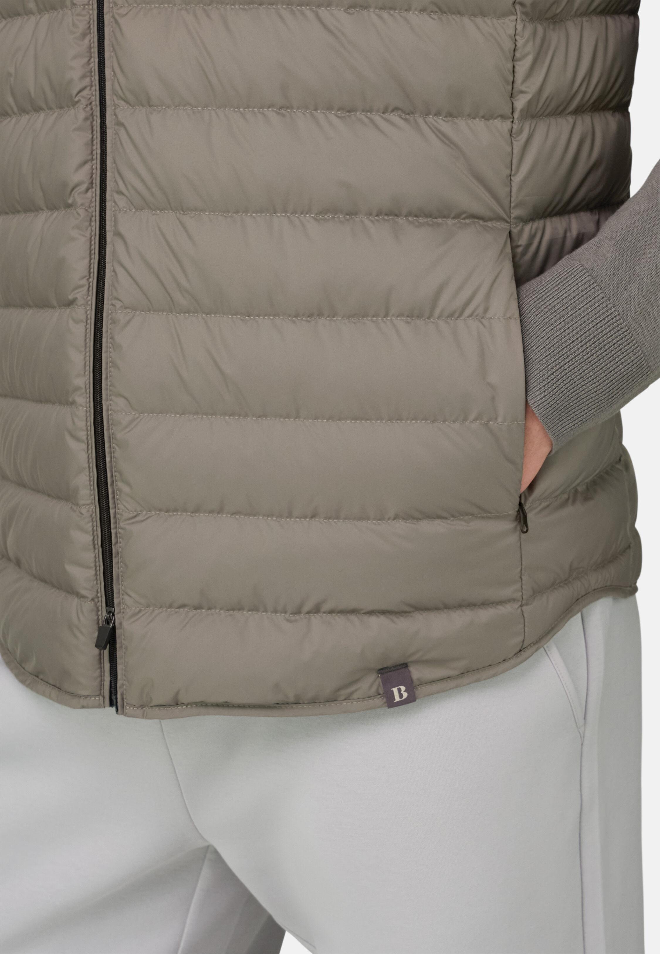 Gilet In Recycled Fabric With Goose Down Brown, 3901_MUD, medium