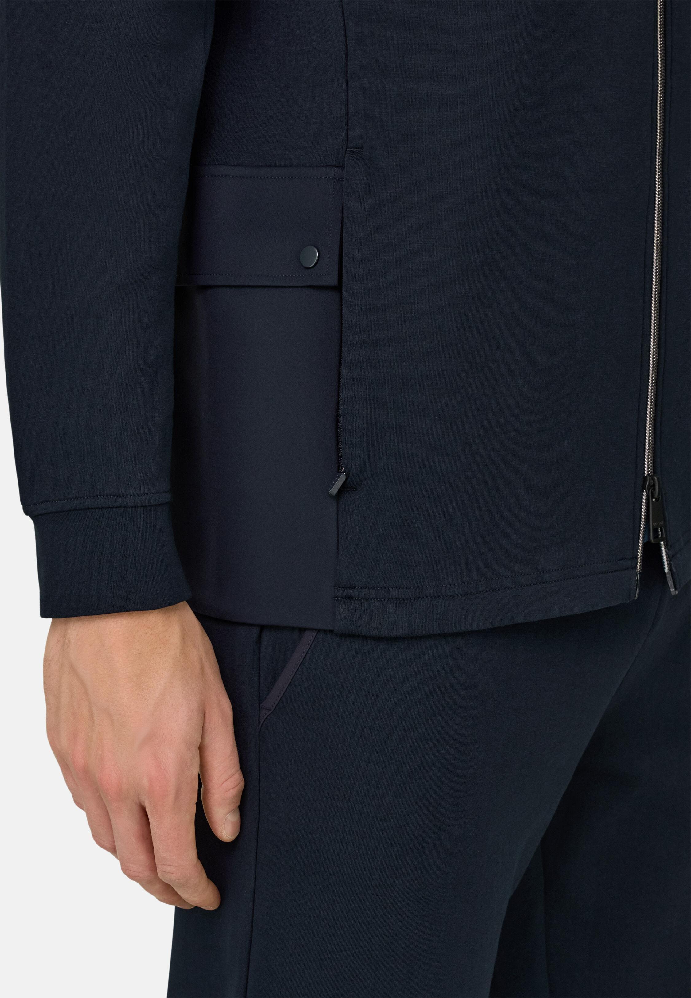 هودي بسحاب كامل سكوبا بخليط قطن خفيف أزرق, 3901_NAVY, large image number 2