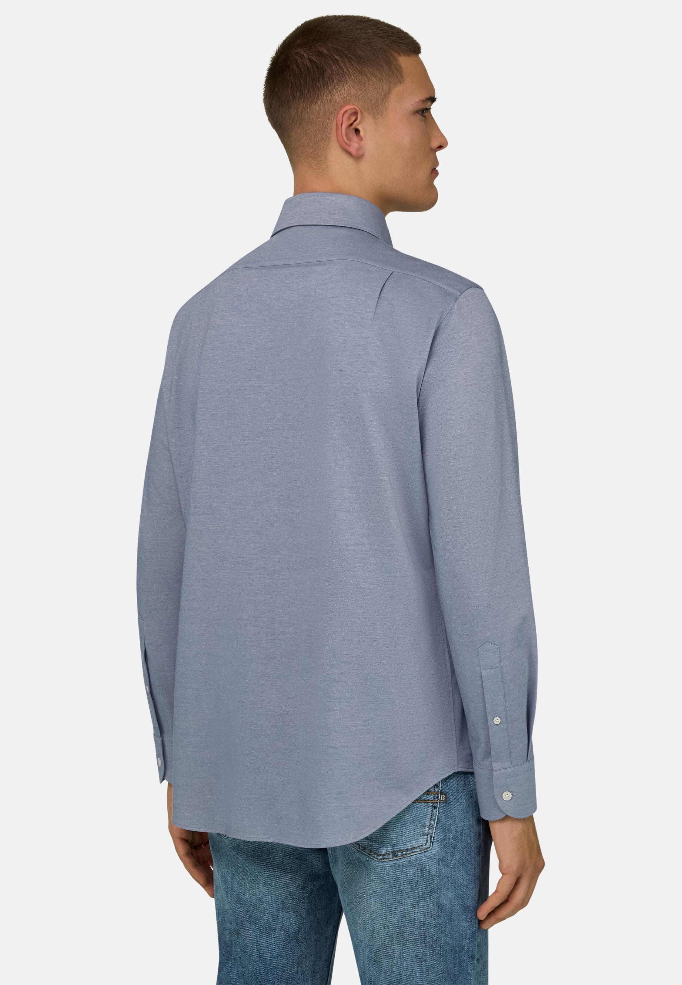 Regular Fit Japanese Jersey Polo Shirt Indigo, Indigo, medium