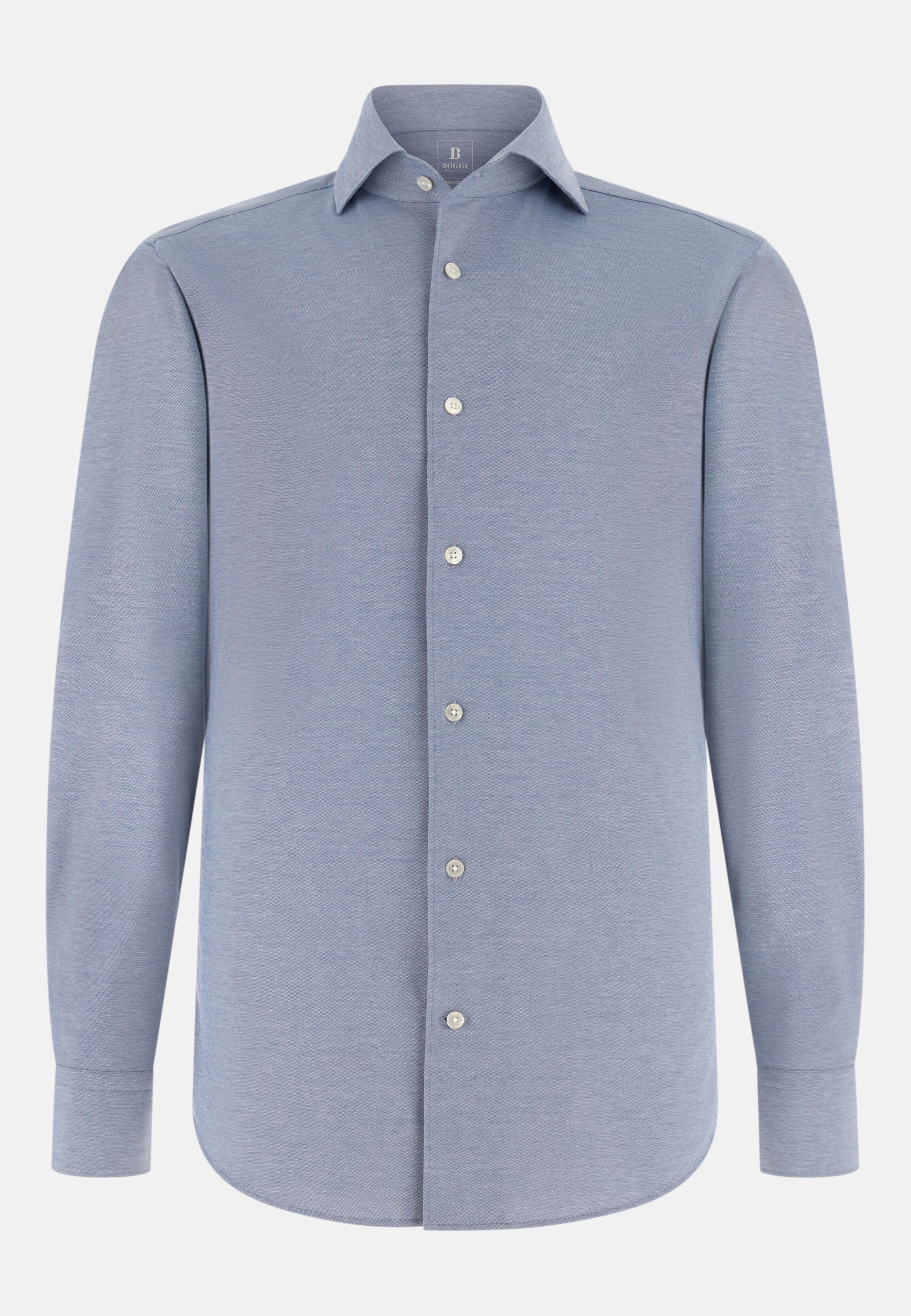 Polo Shirt With A New York Collar Blue, 3901_INDI, large image number 4