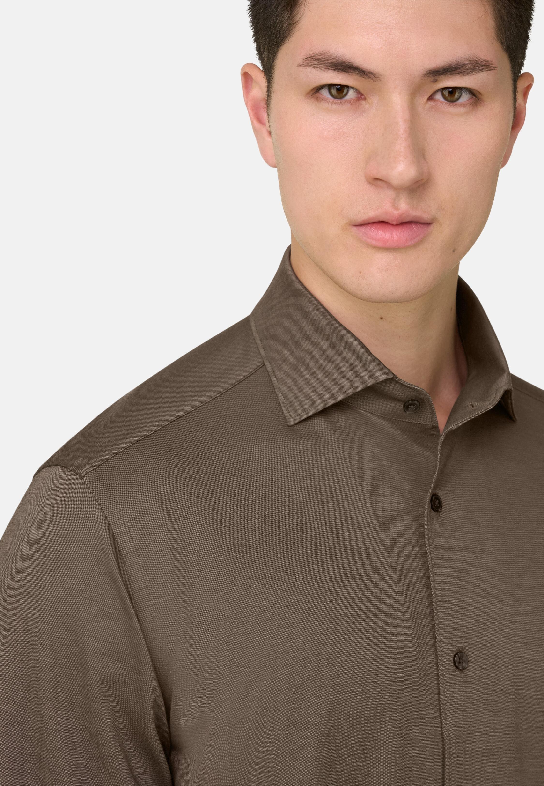 Regular Fit Japanese Jersey Polo Shirt Brown, Brown, medium