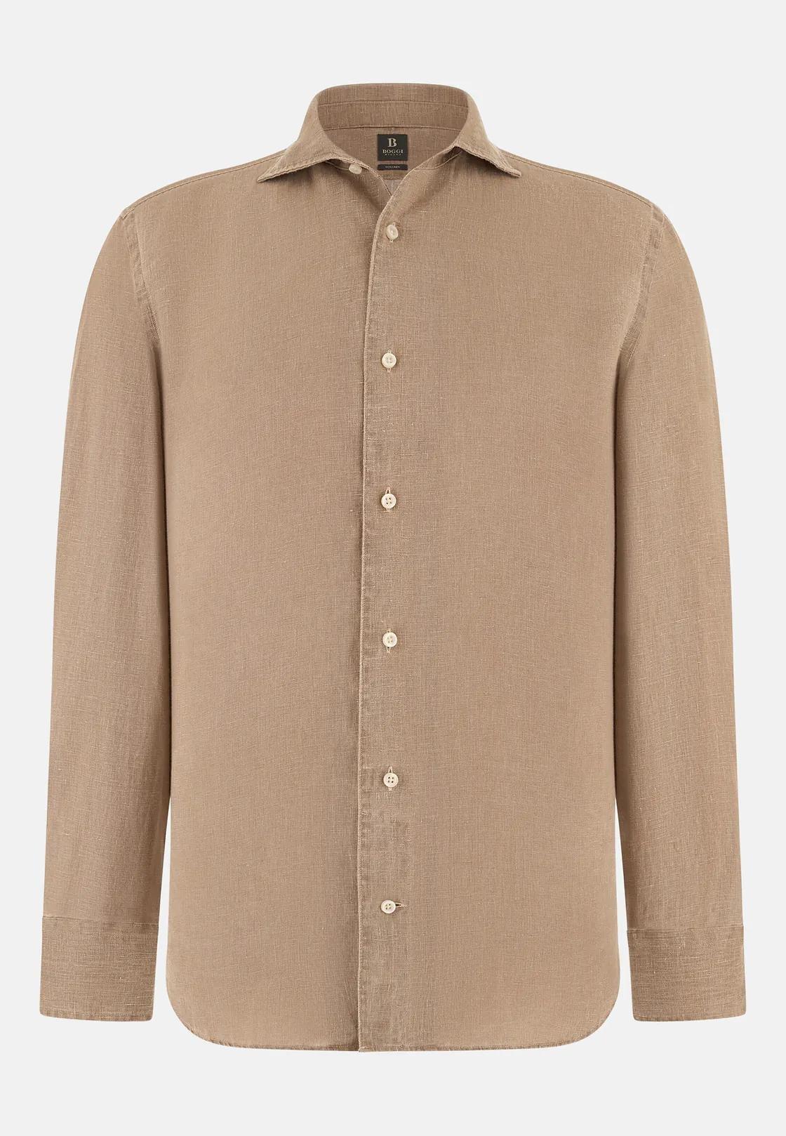 Regular Fit Linen Shirt Brown, 3901_TAUP, large image number 3