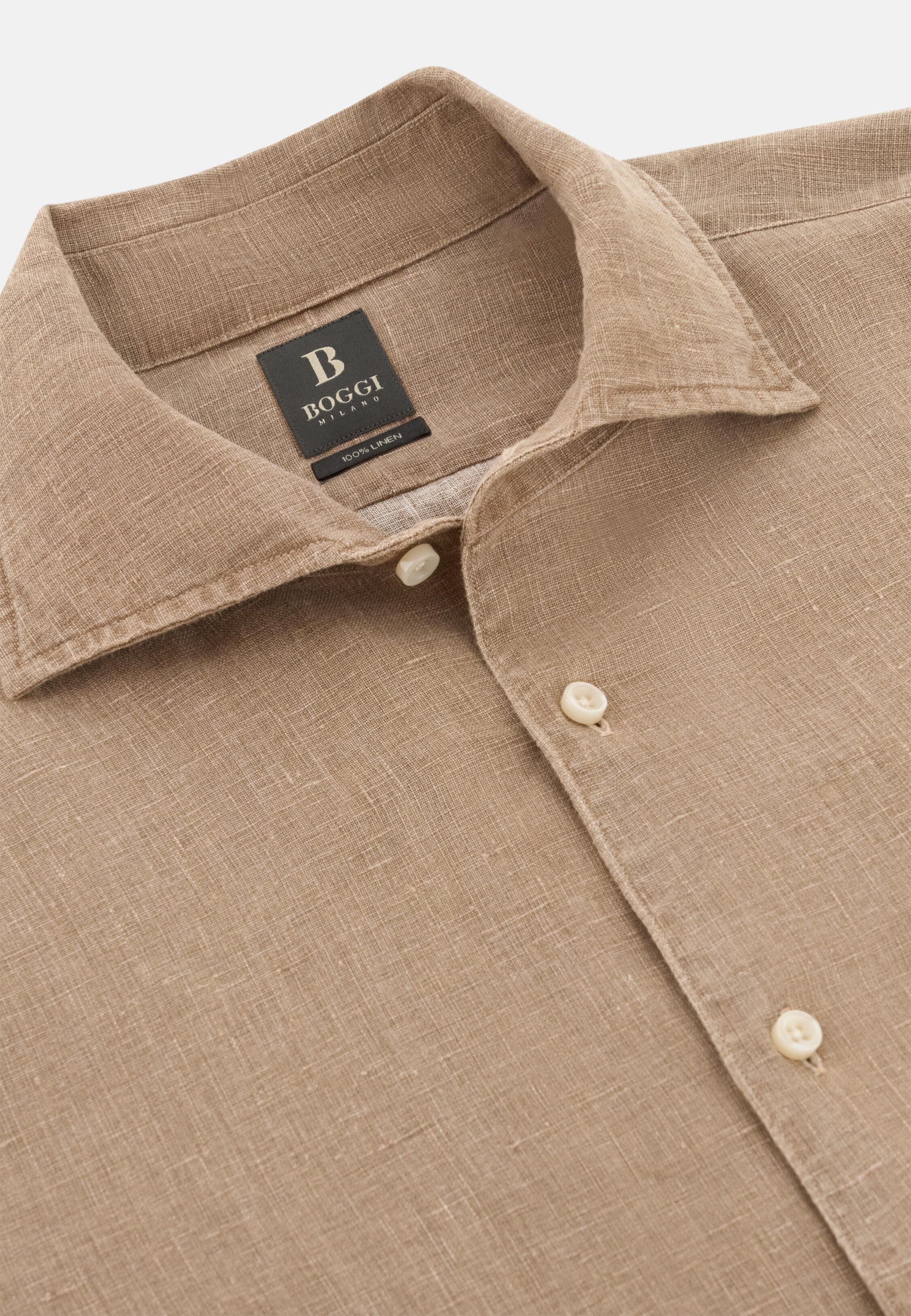 قميص كتان بقصة عادية بني, Taupe, large image number 5