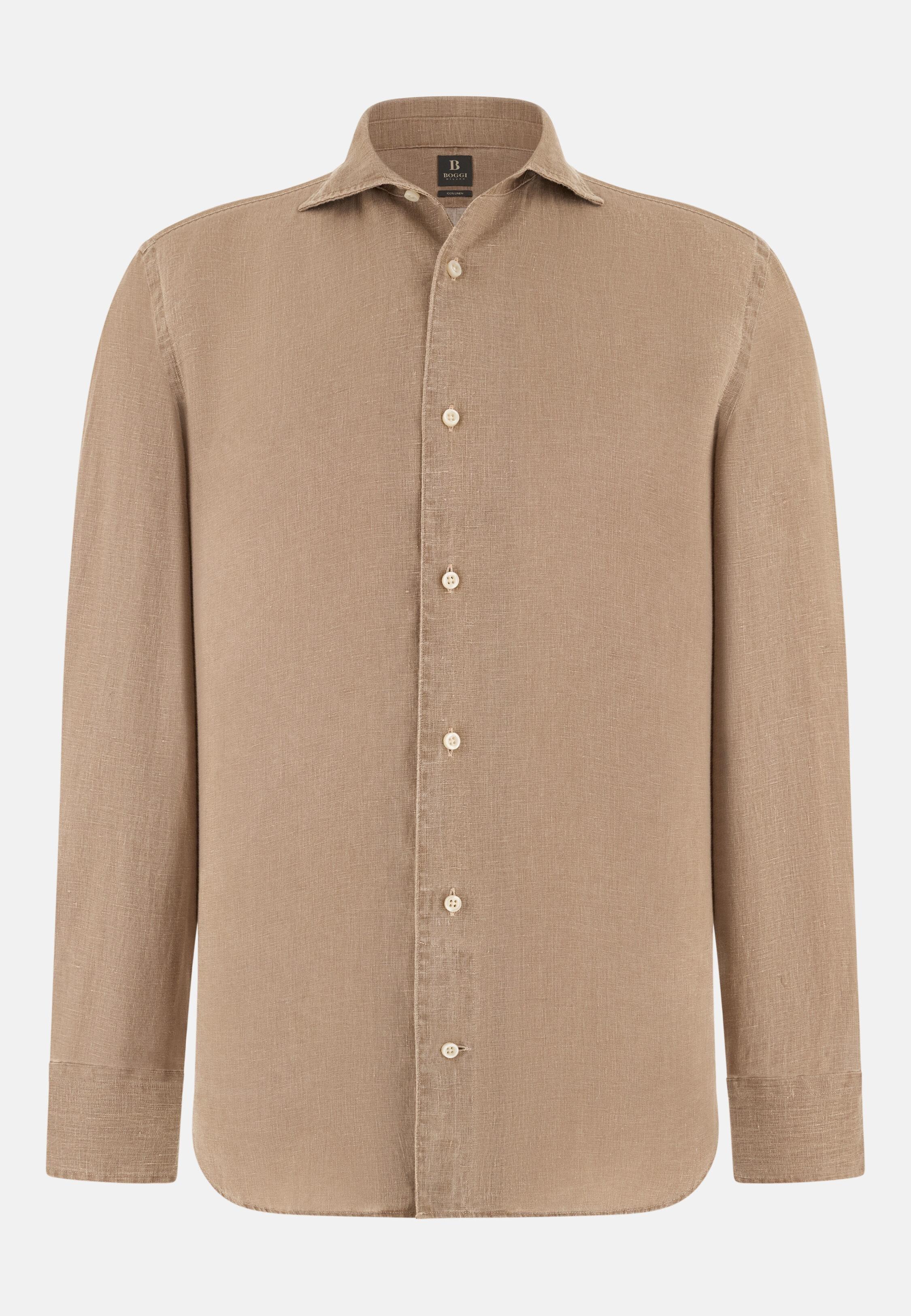قميص كتان بقصة عادية بني, Taupe, large image number 7