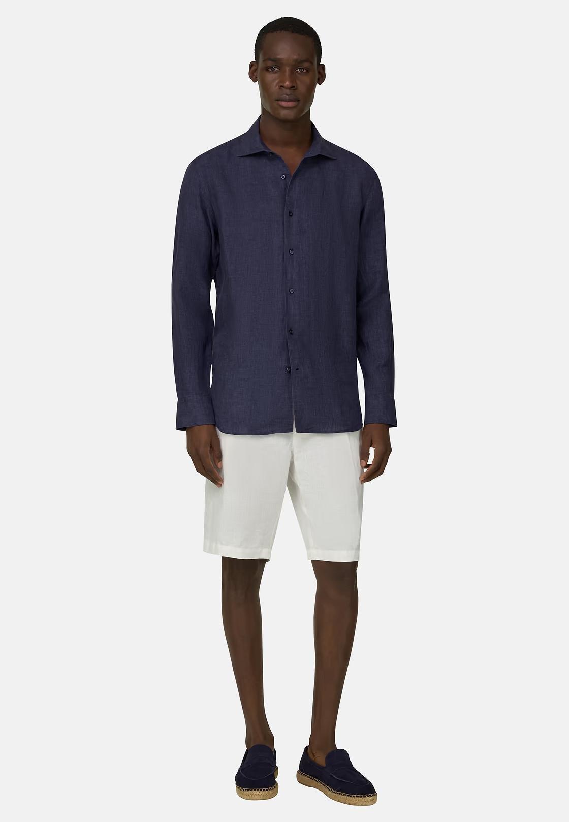 Regular Fit Linen Shirt Navy blue, Navy blue, large image number 0