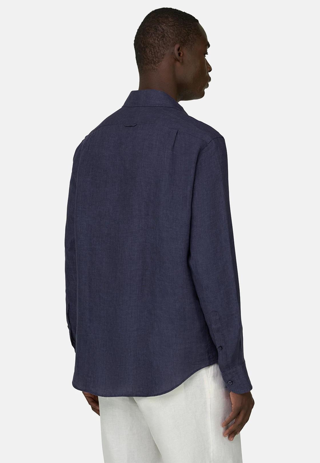 Regular Fit Linen Shirt Navy blue, Navy blue, large image number 2
