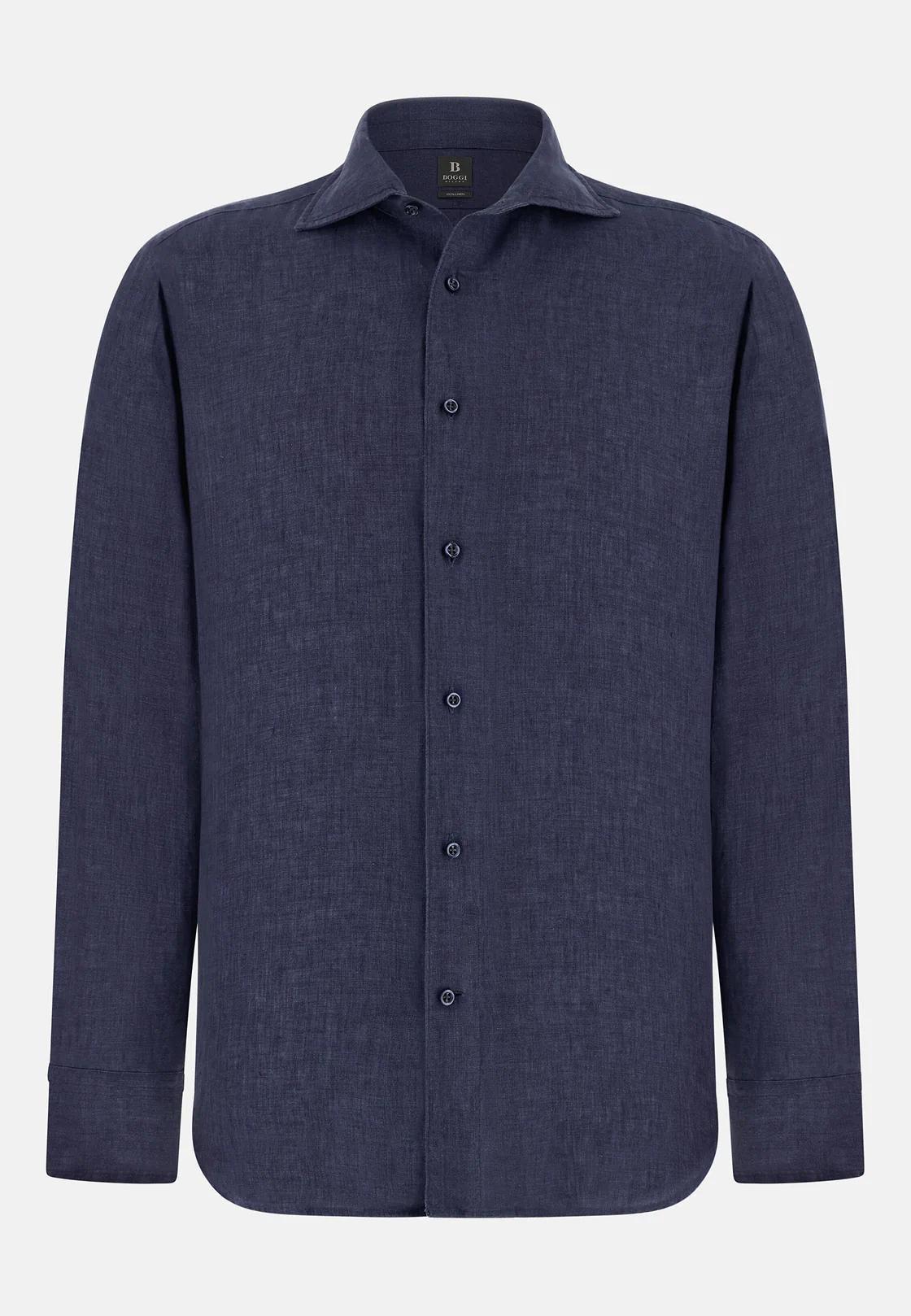Regular Fit Linen Shirt Navy blue, Navy blue, large image number 4