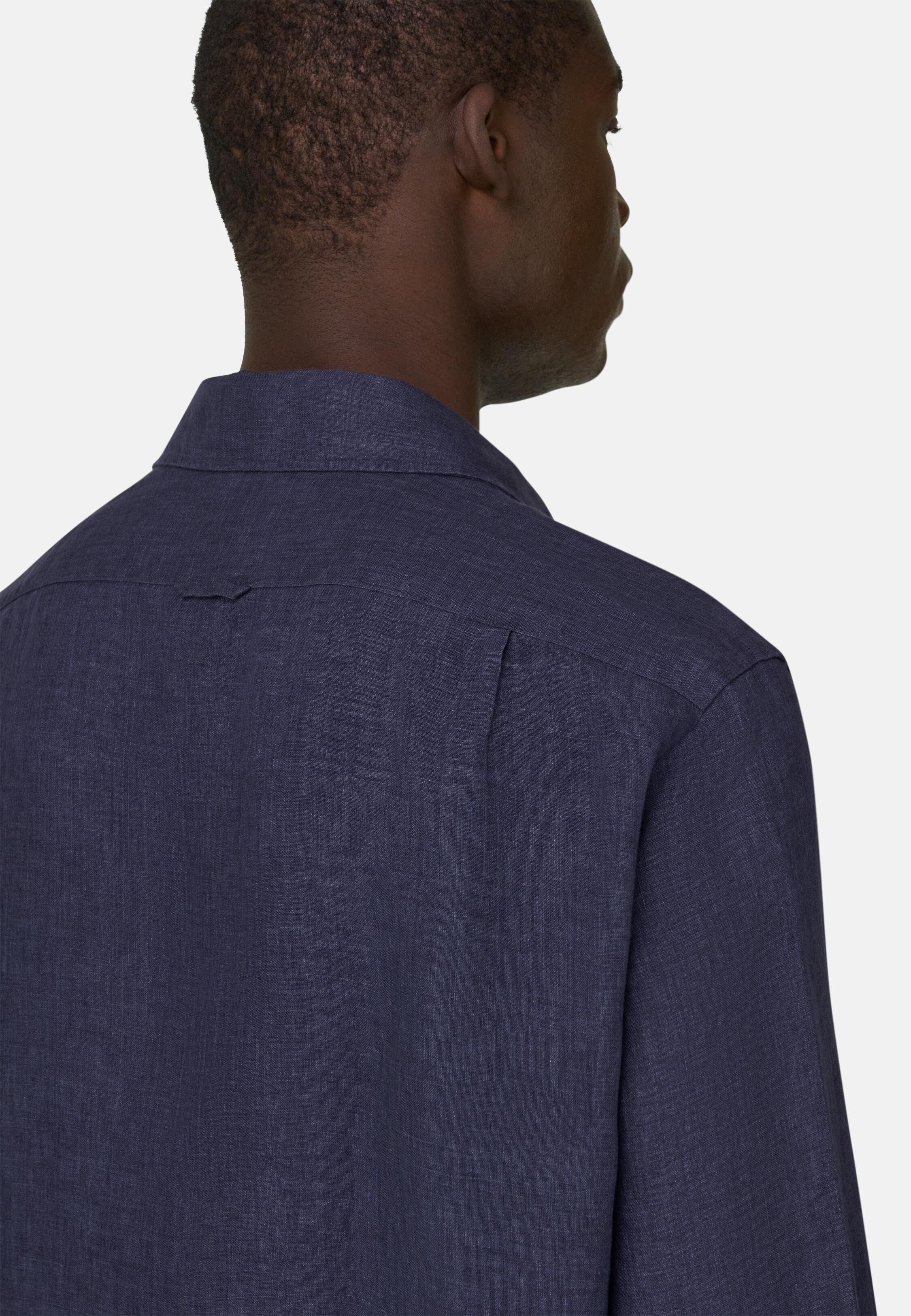 Regular Fit Linen Shirt Navy blue, Navy blue, large image number 5