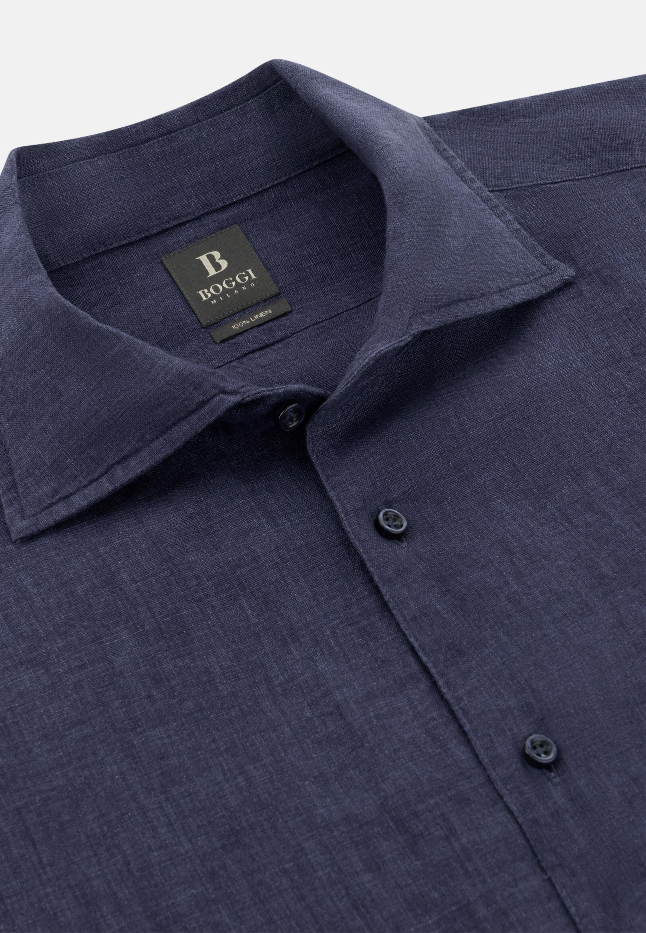 قميص كتان بقصة عادية أزرق, Navy blue, large image number 6