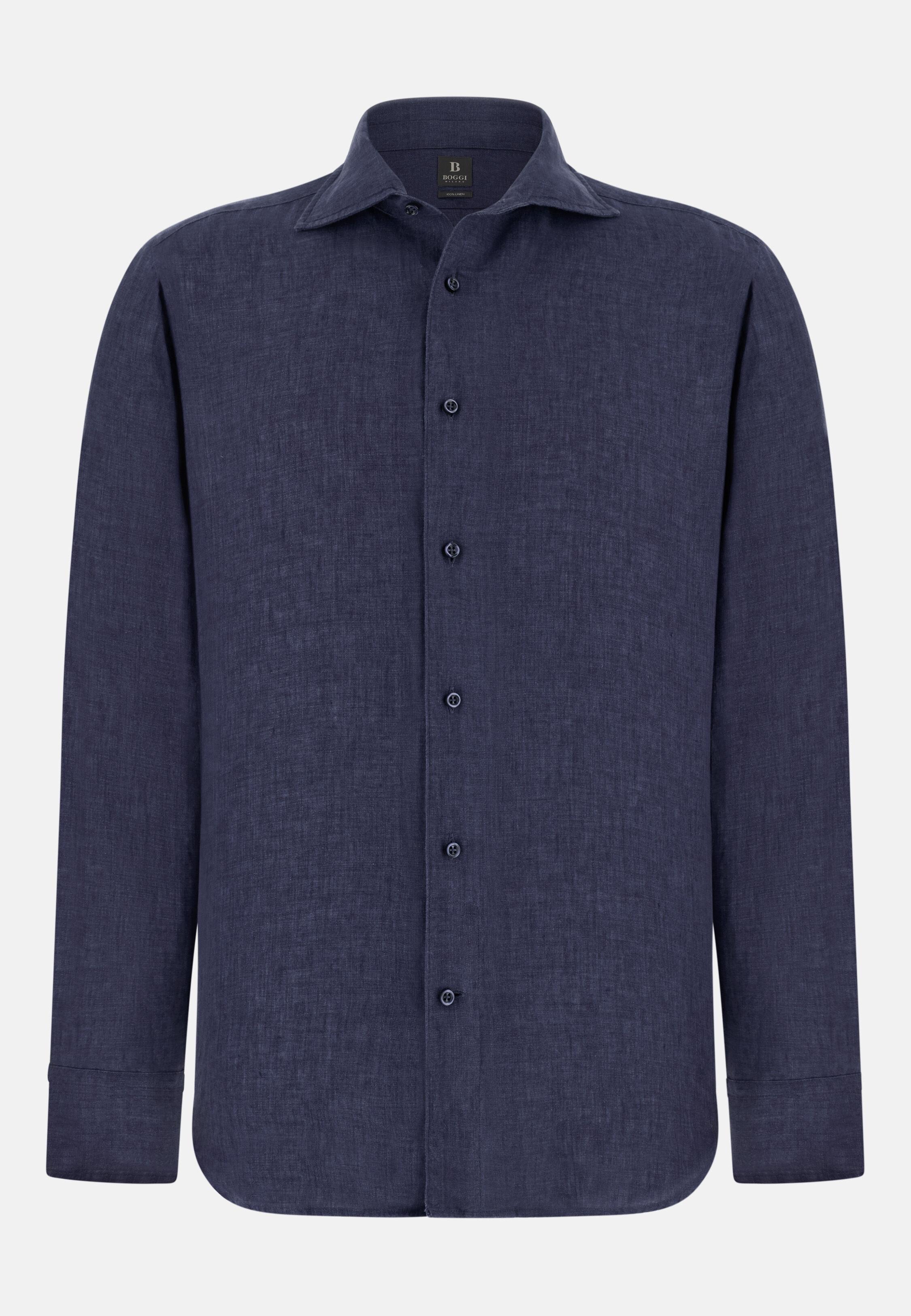 قميص كتان بقصة عادية أزرق, Navy blue, large image number 7